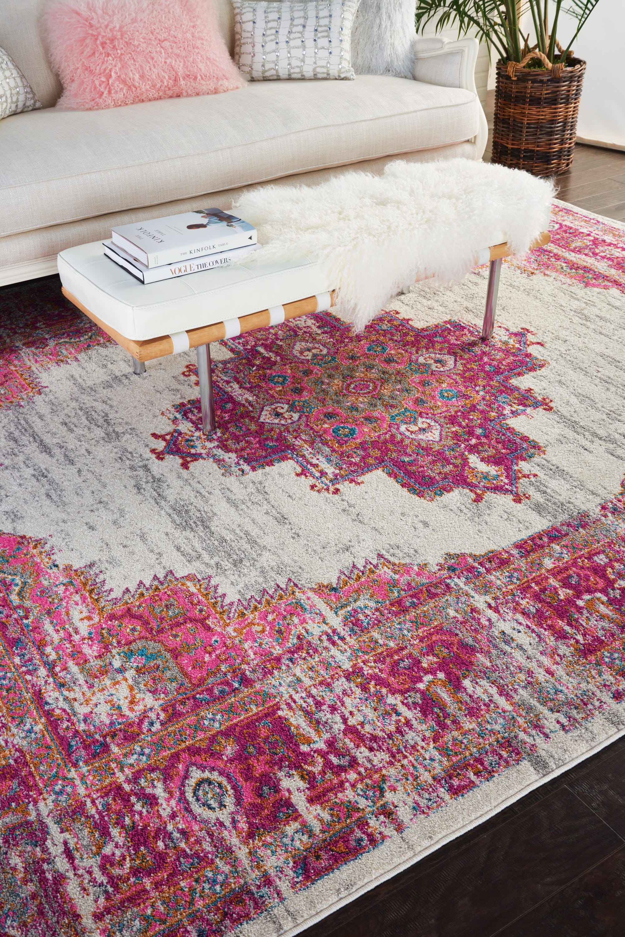 Nourison Home Passion 8' x 10' Area Rug, Ivory/Fuchsia, large