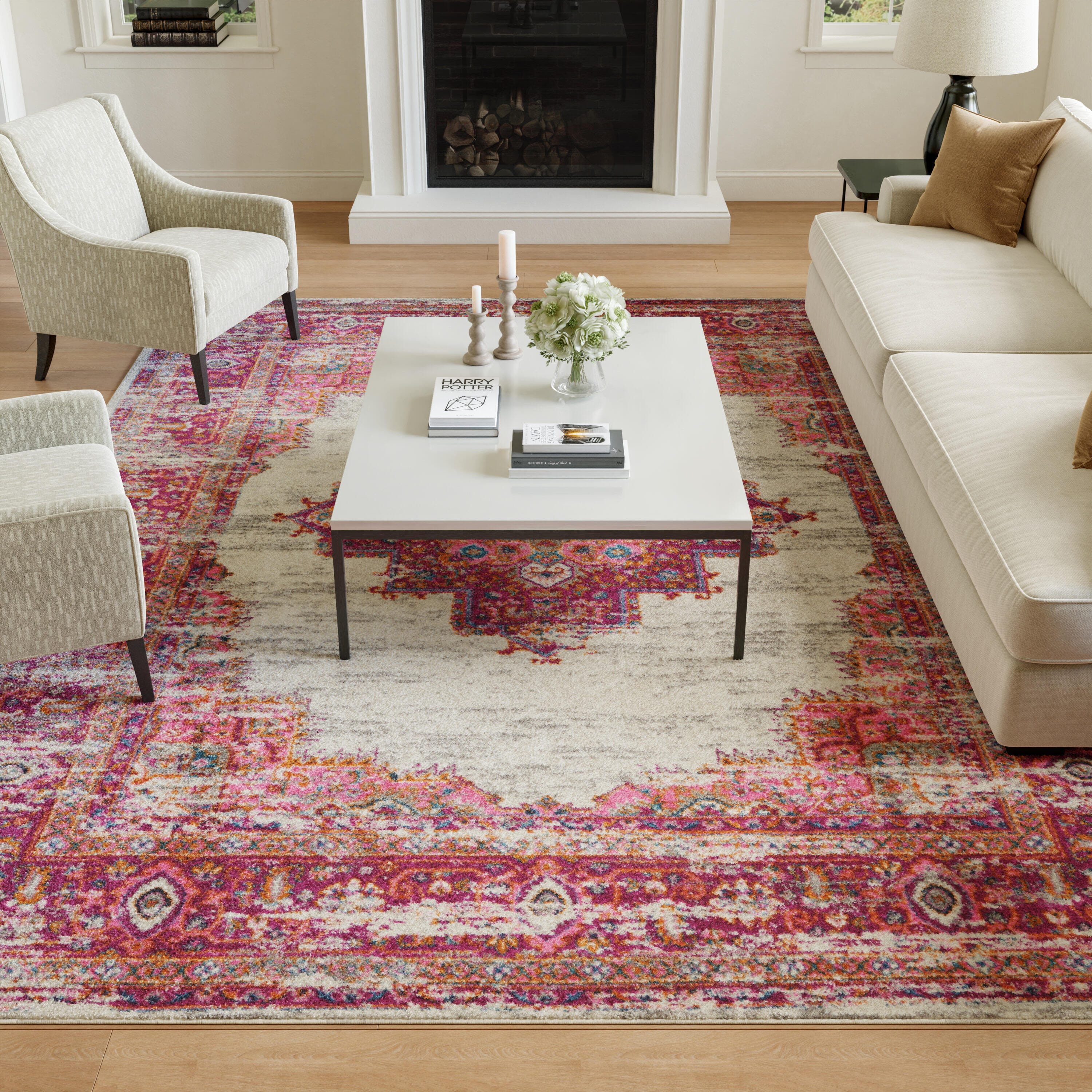 Nourison Home Passion 8' x 10' Area Rug, Ivory/Fuchsia, large