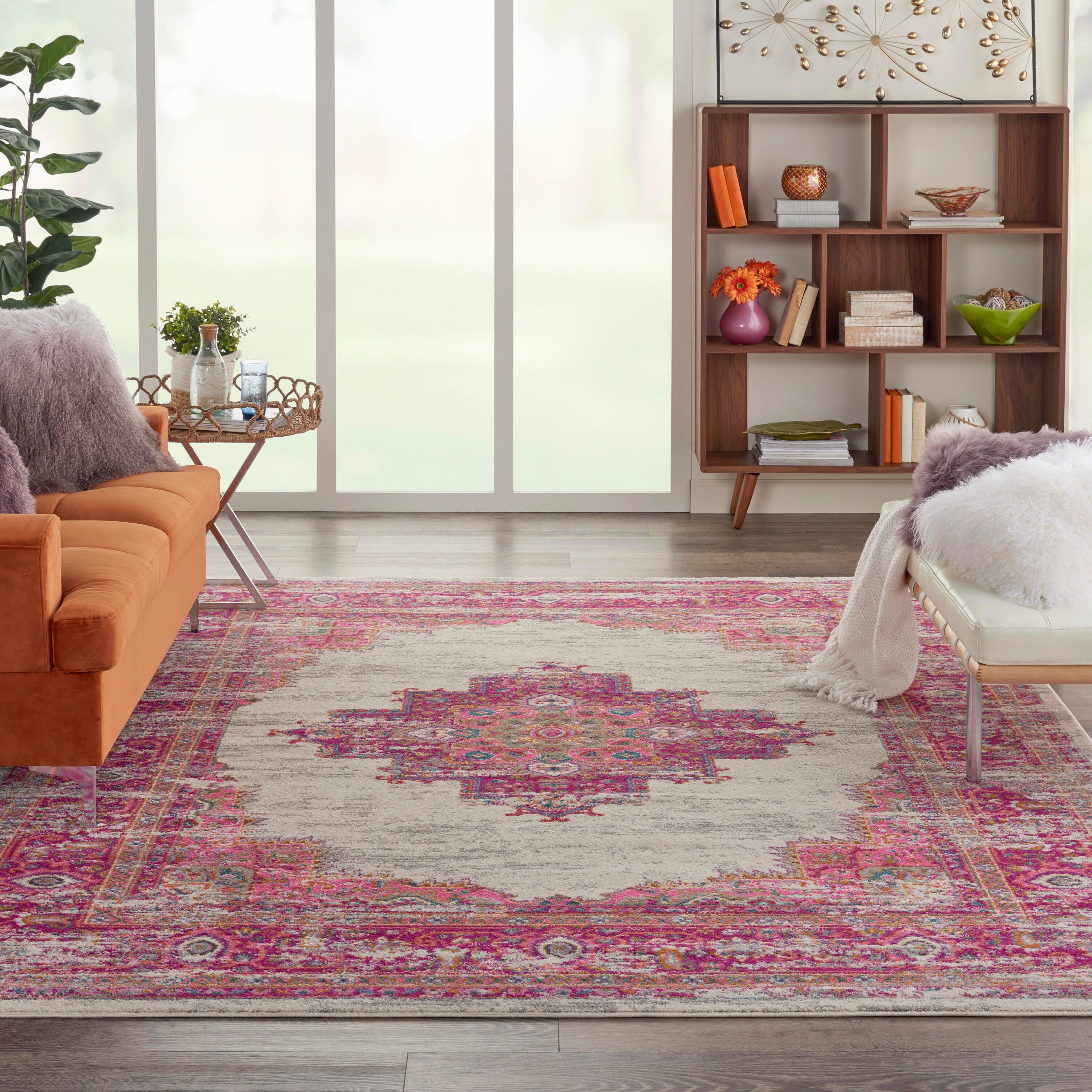 Nourison Home Passion 8' x 10' Area Rug, Ivory/Fuchsia, large