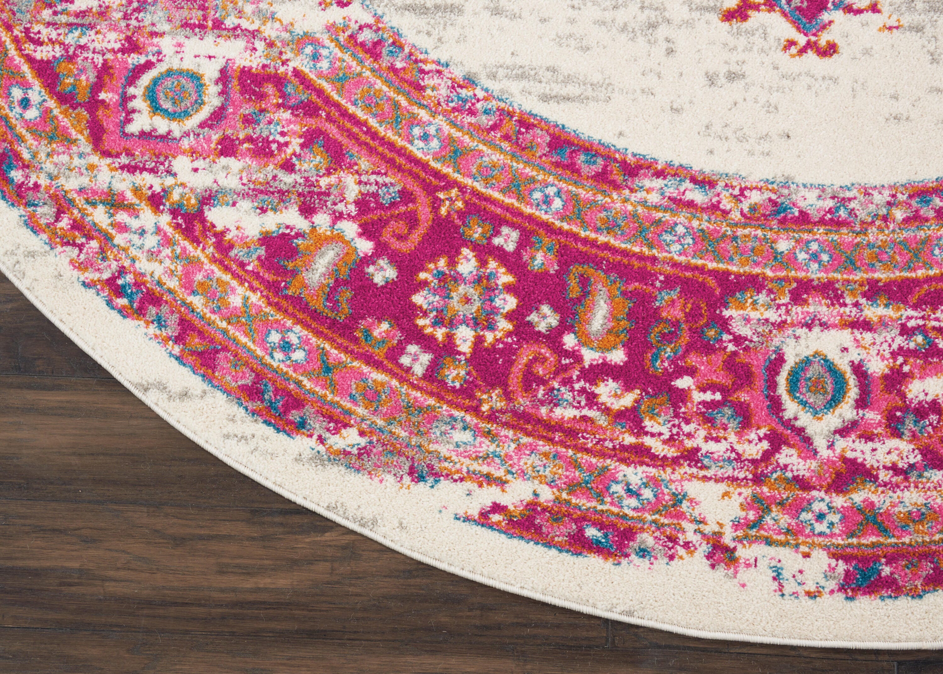 Nourison Home Passion 8' Round Area Rug, Ivory/Fuchsia, large