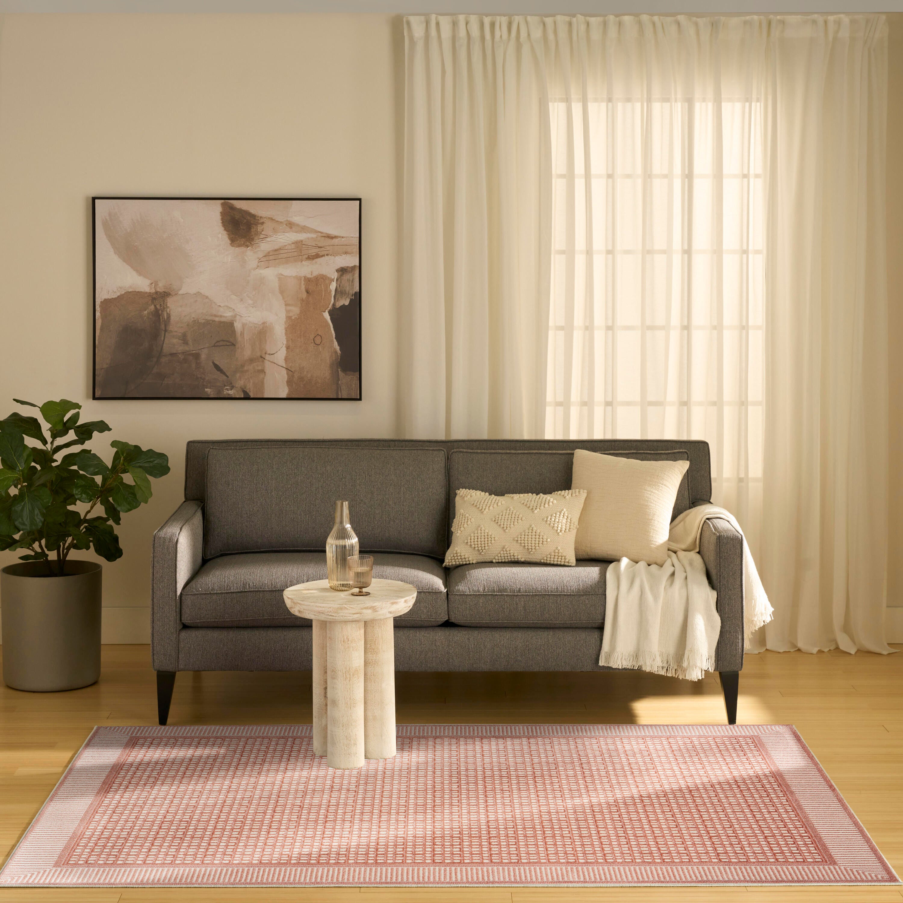 Nourison Home Nordic Geometric 4' x 6' Area Rug, Brick/Ivory, large