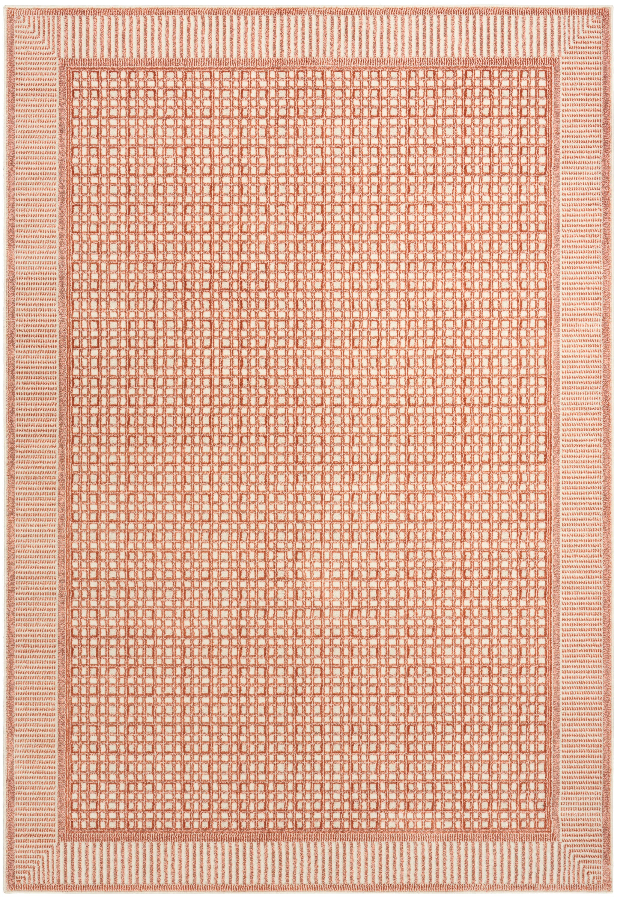 Nourison Home Nordic Geometric 5' x 7' Area Rug, Brick/Ivory, large