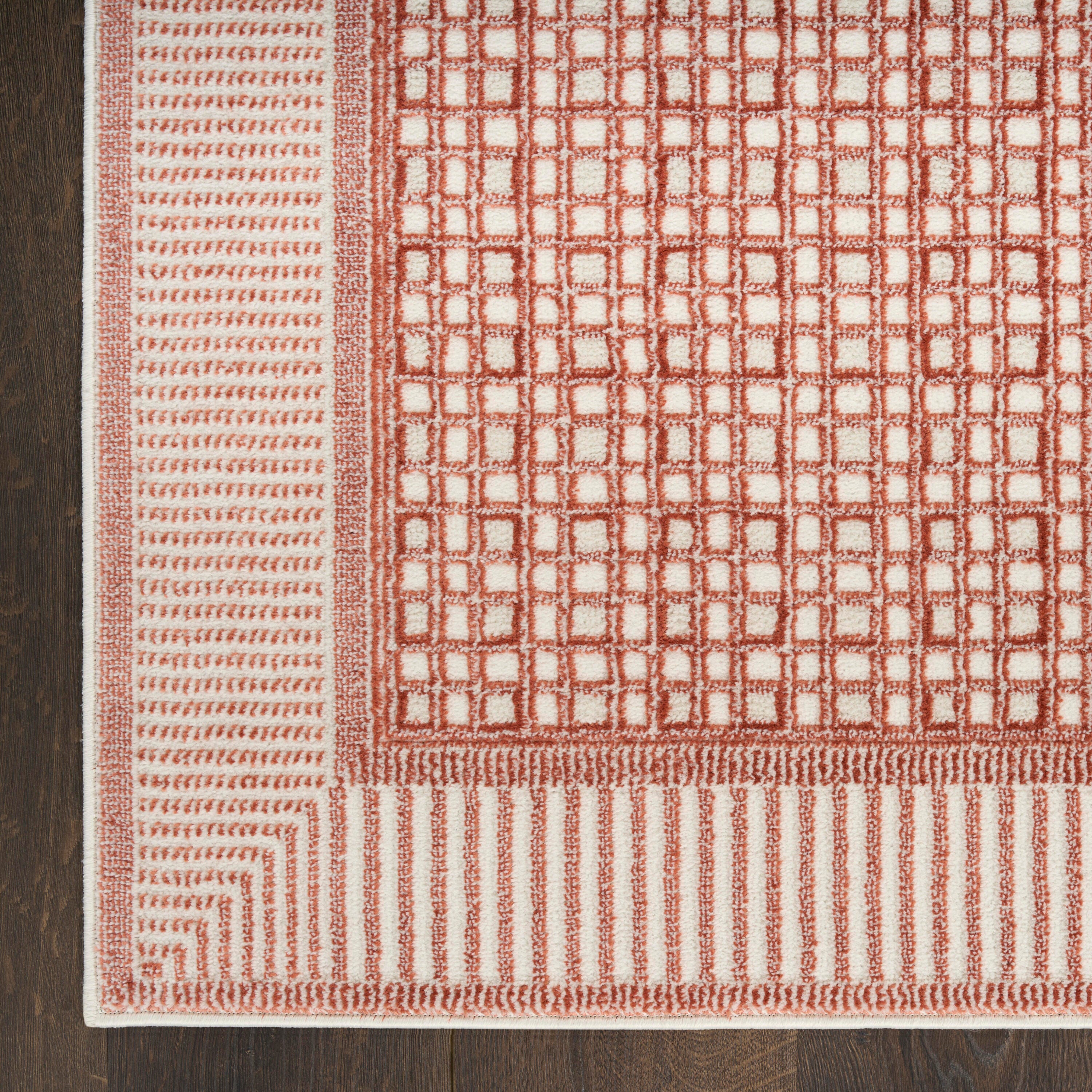 Nourison Home Nordic Geometric 5' x 7' Area Rug, Brick/Ivory, large