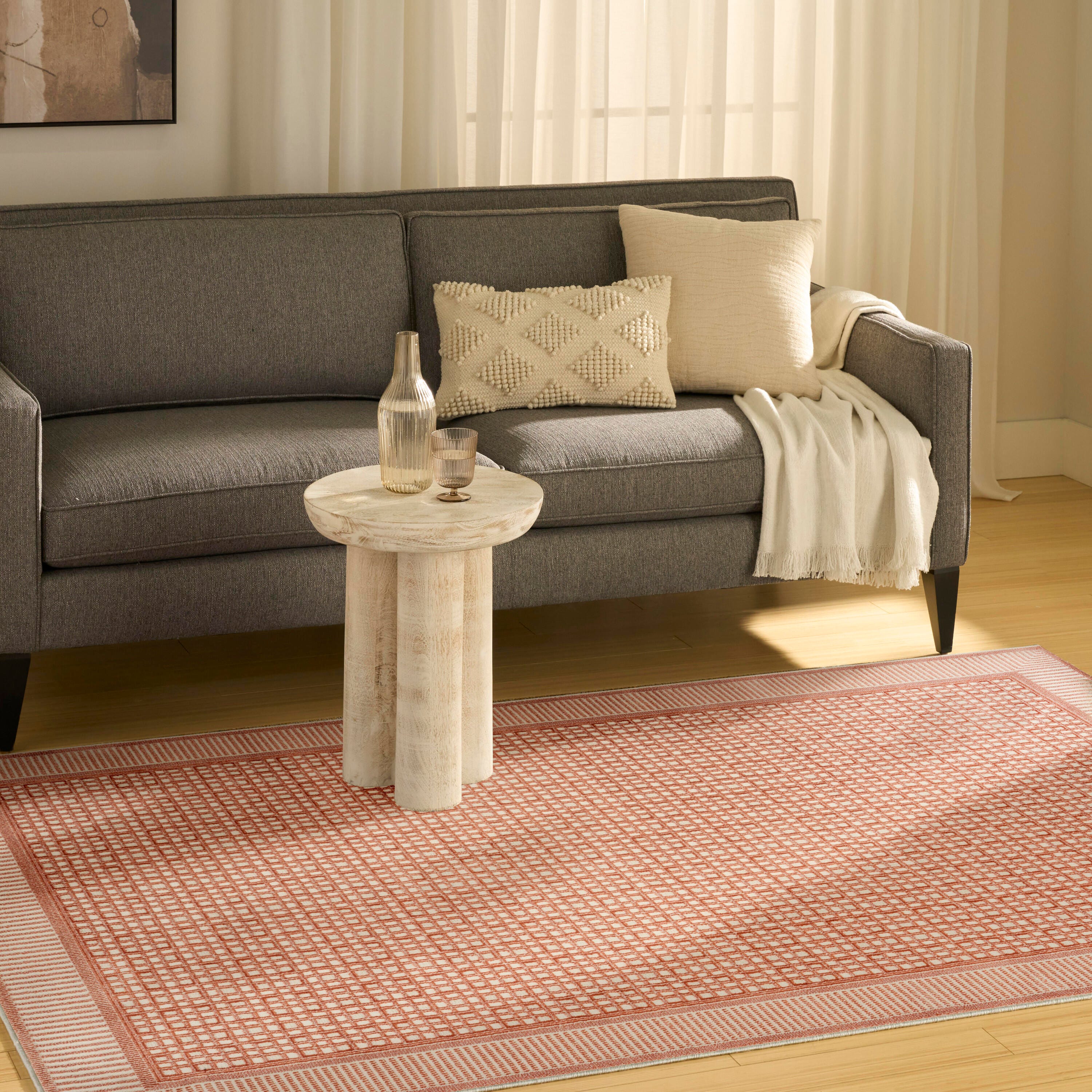 Nourison Home Nordic Geometric 5' x 7' Area Rug, Brick/Ivory, large
