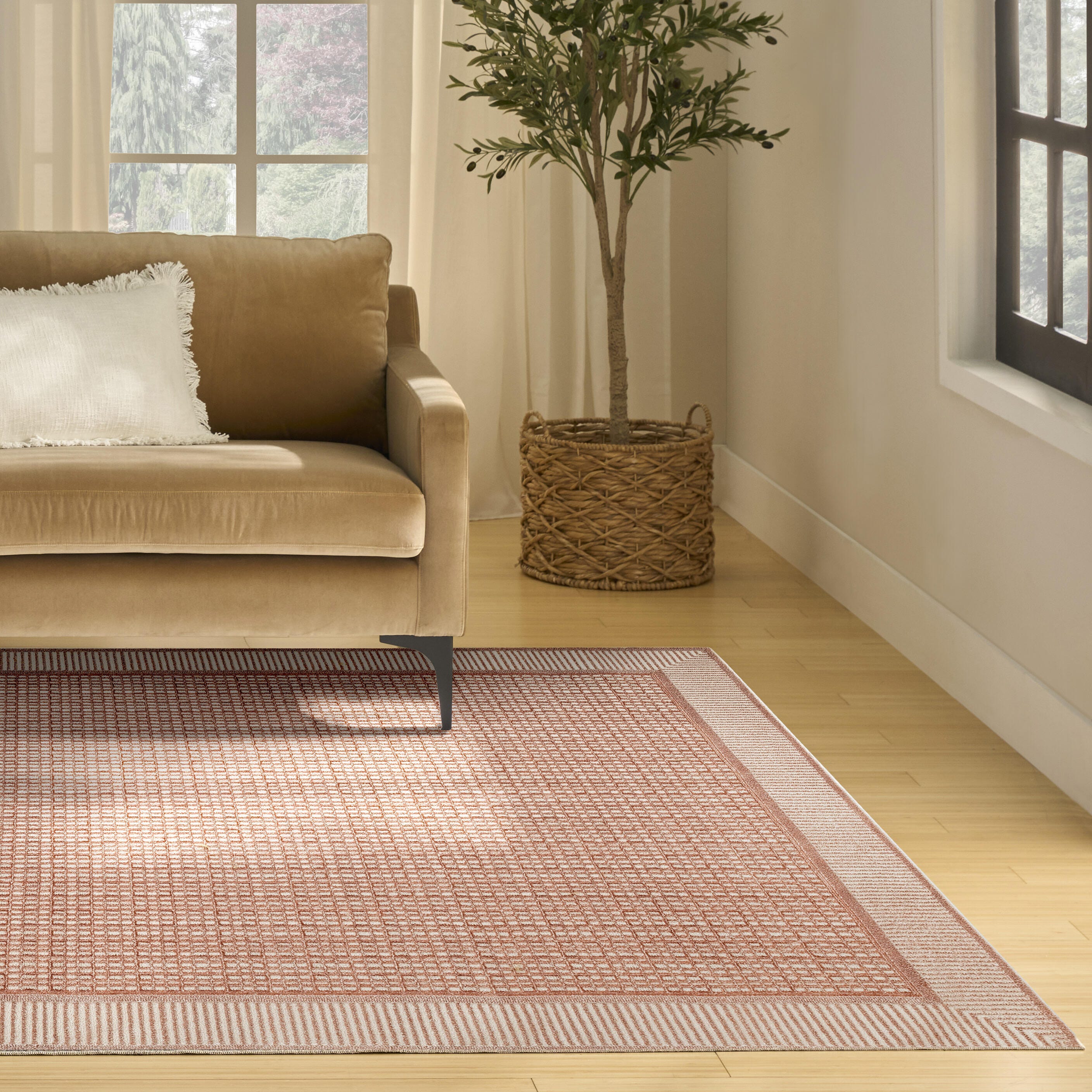 Nourison Home Nordic Geometric 8' x 10' Area Rug, Brick/Ivory, large