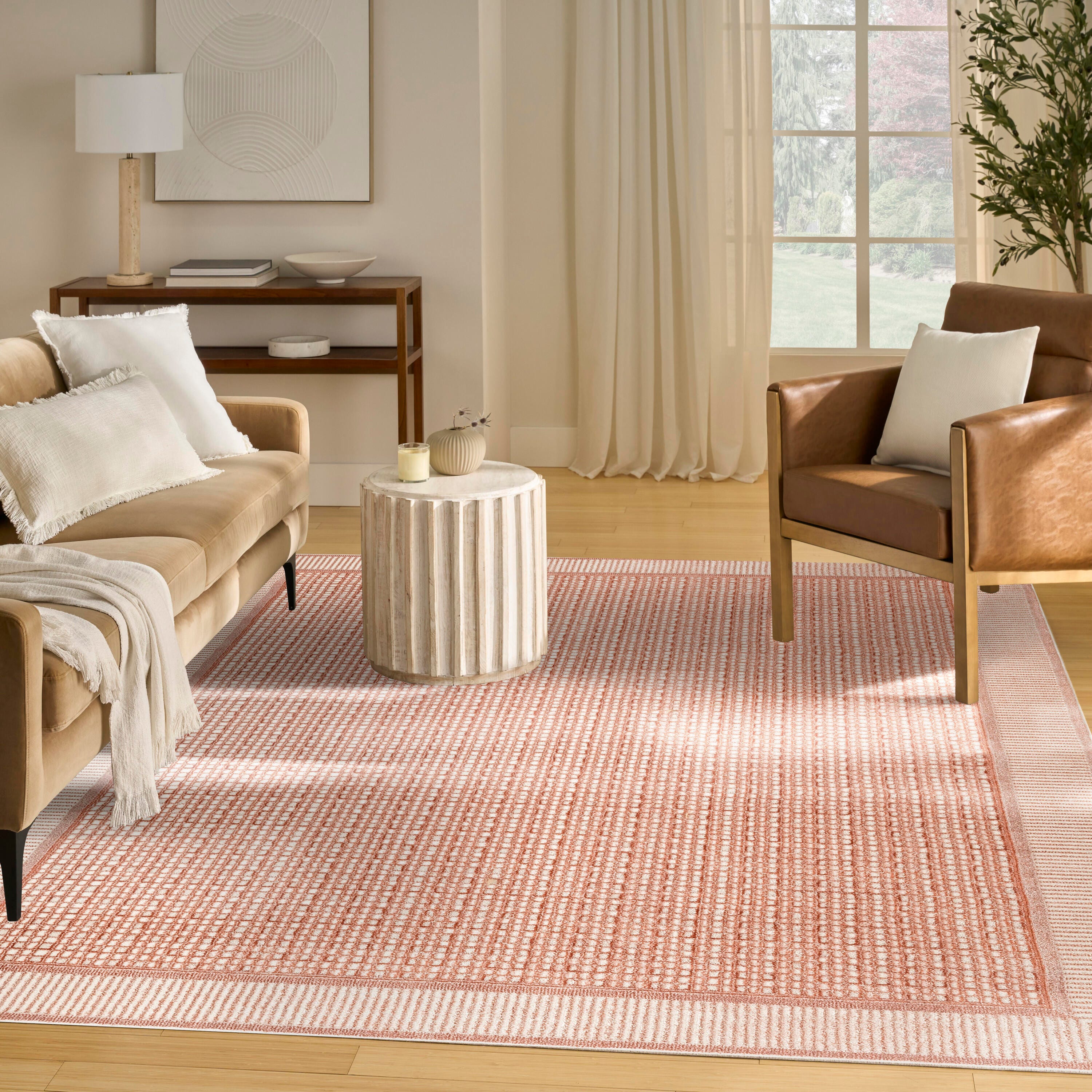 Nourison Home Nordic Geometric 8' x 10' Area Rug, Brick/Ivory, large