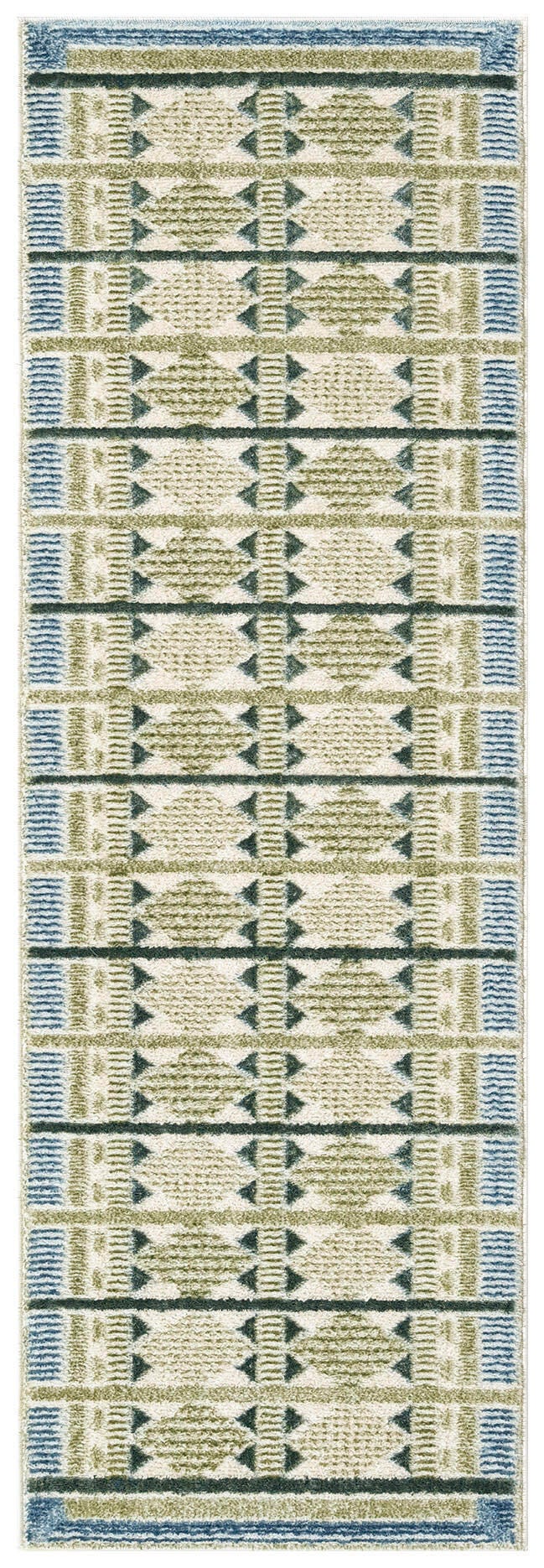 Nourison Home Nordic Diamond 2' x 6' Runner Rug, Green/Blue, large