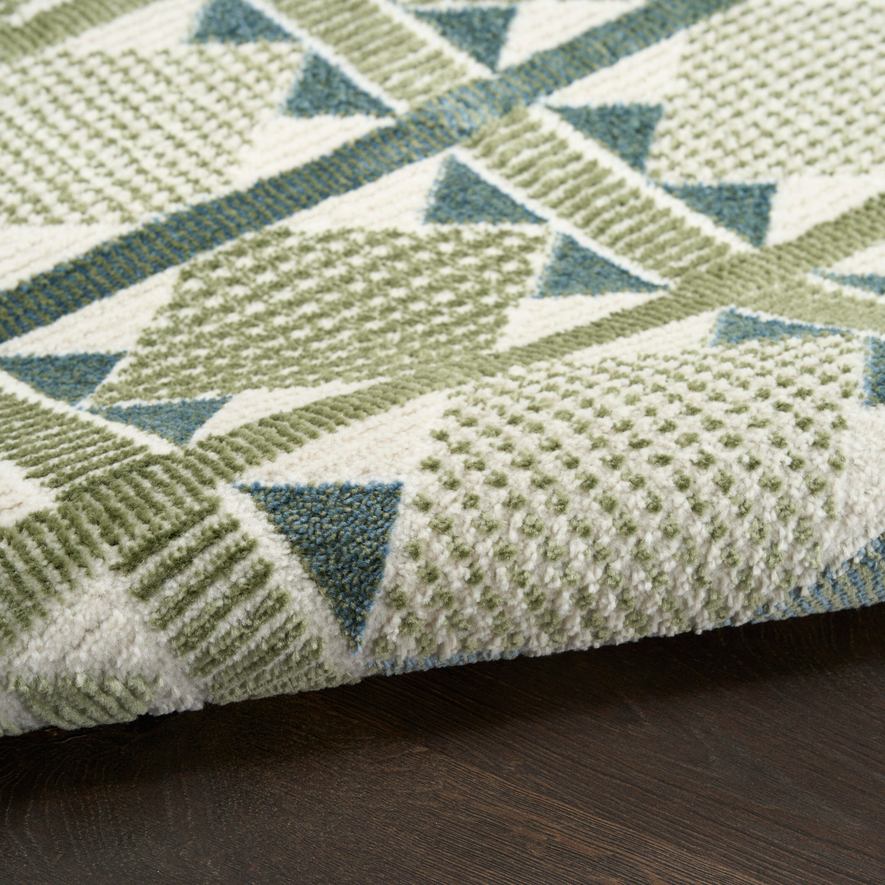 Nourison Home Nordic Diamond 2' x 6' Runner Rug, Green/Blue, large