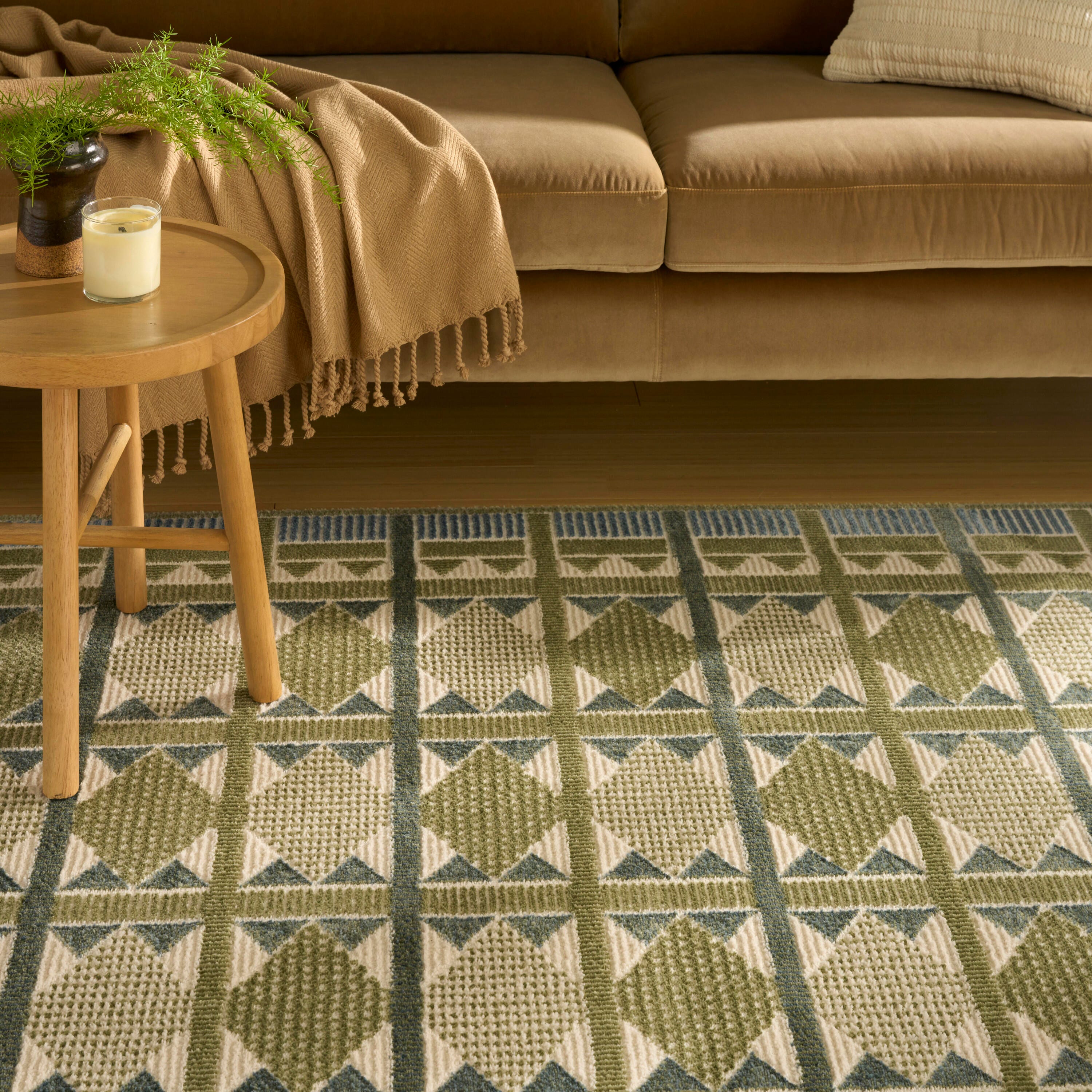 Nourison Home Nordic Diamond 4' x 6' Area Rug, Green/Blue, large