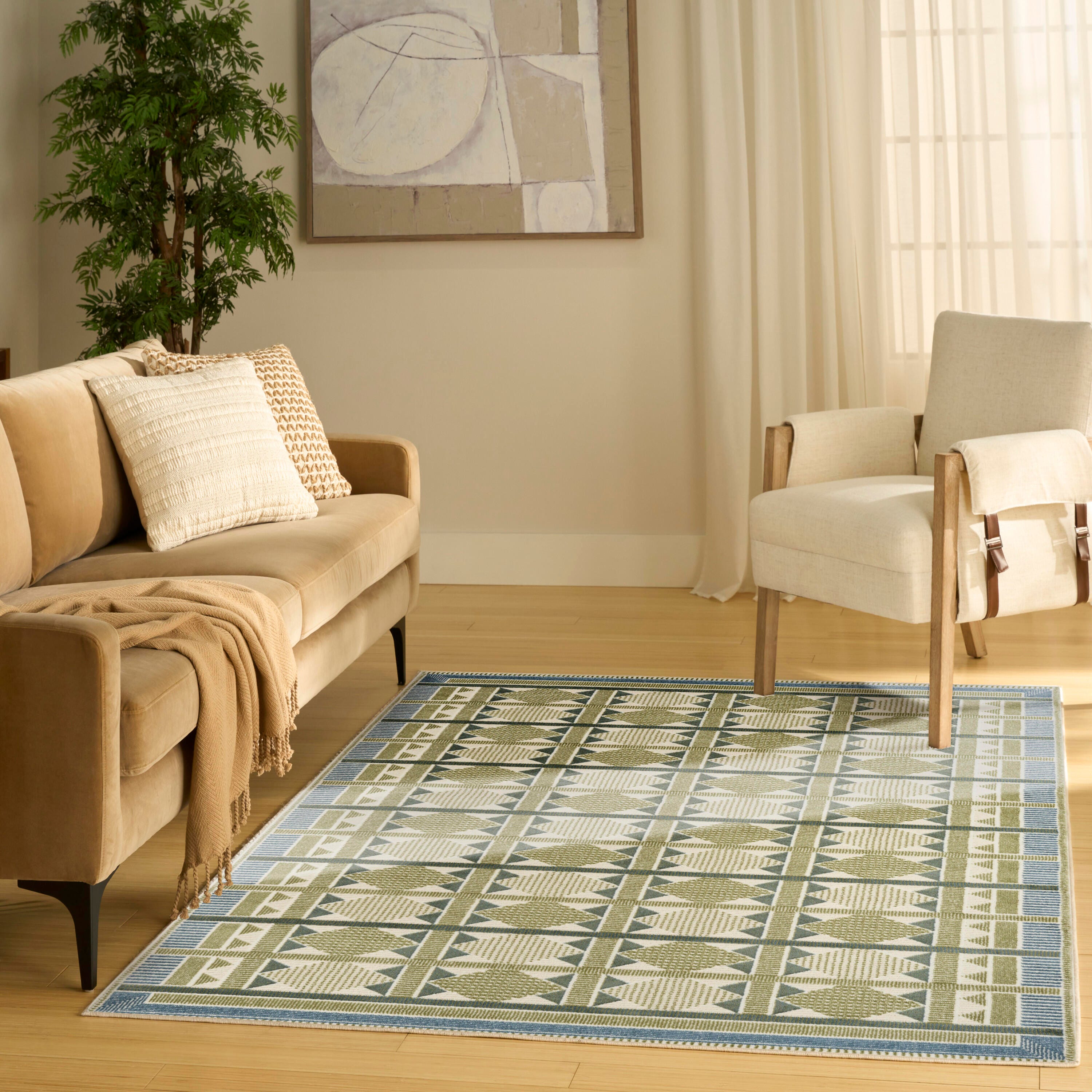 Nourison Home Nordic Diamond 5' x 7' Area Rug, Green/Blue, large