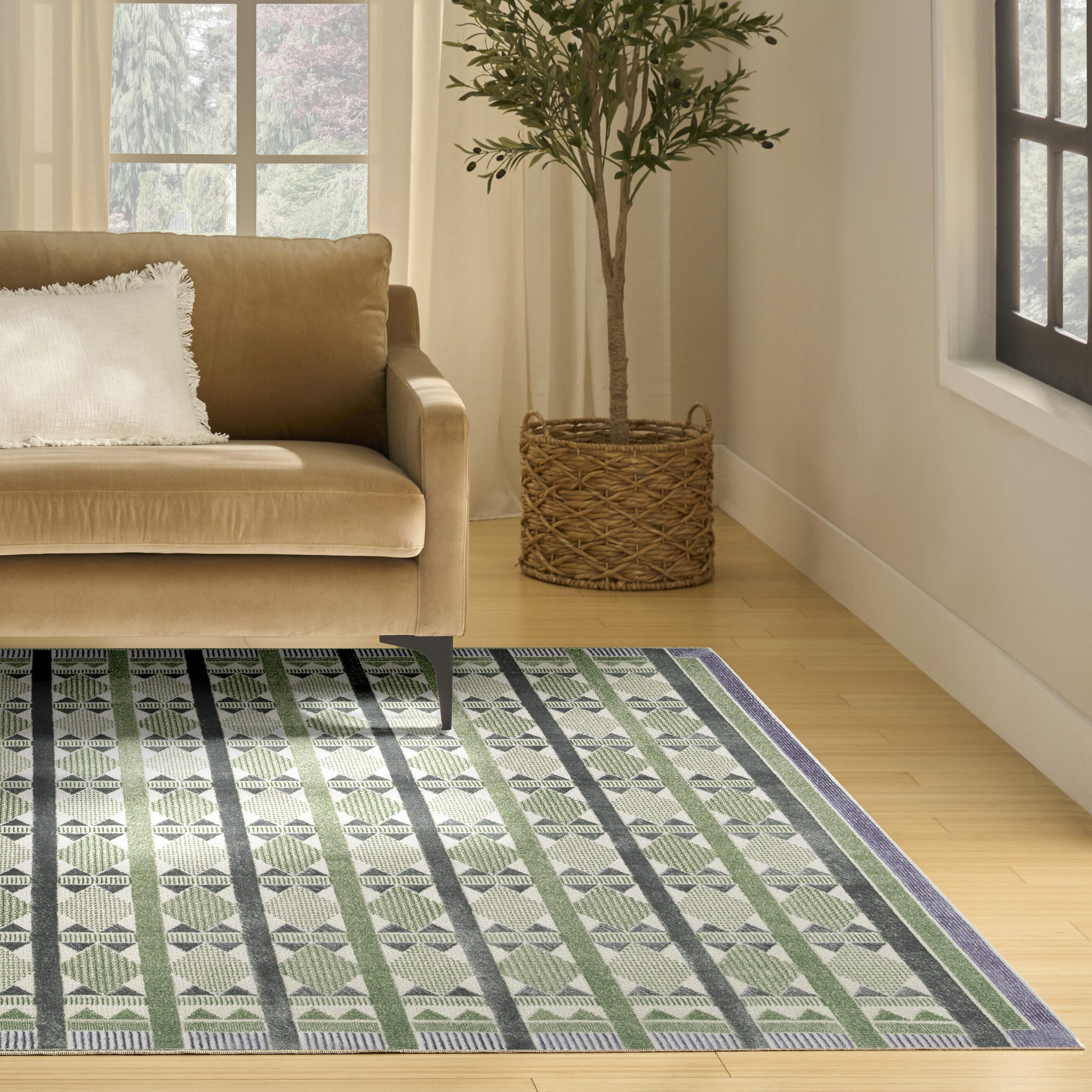 Nourison Home Nordic Diamond 8' x 10' Area Rug, Green/Blue, large
