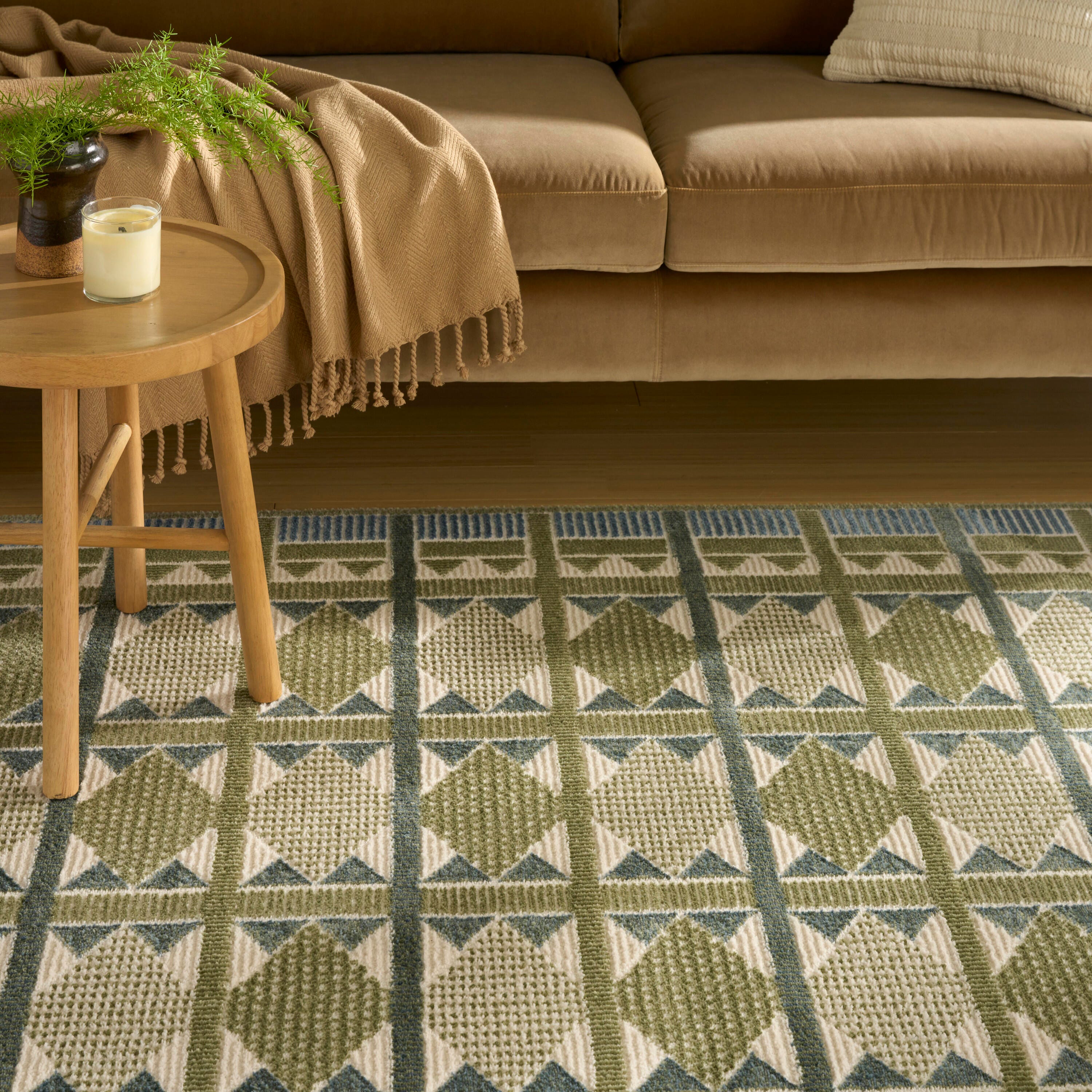 Nourison Home Nordic Diamond 8' x 10' Area Rug, Green/Blue, large