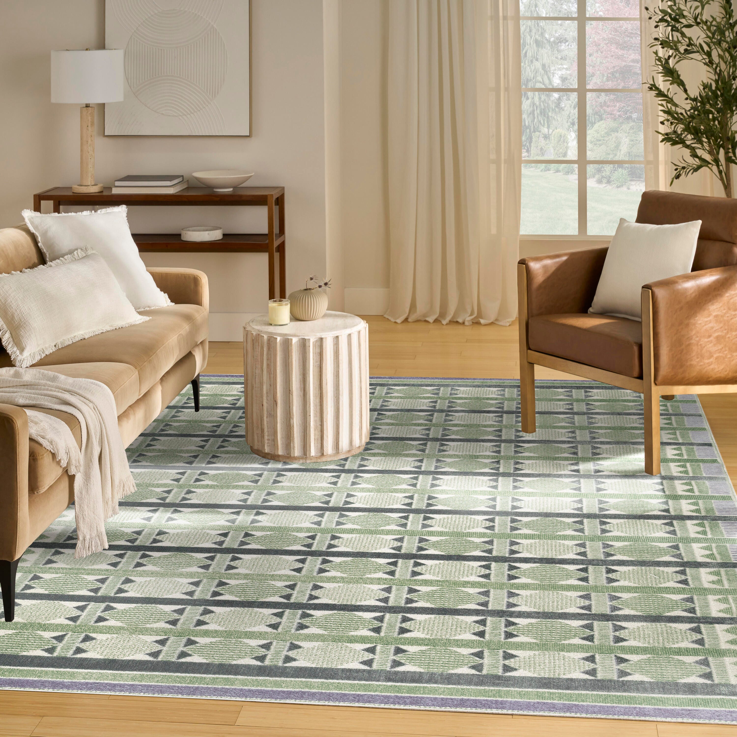 Nourison Home Nordic Diamond 8' x 10' Area Rug, Green/Blue, large