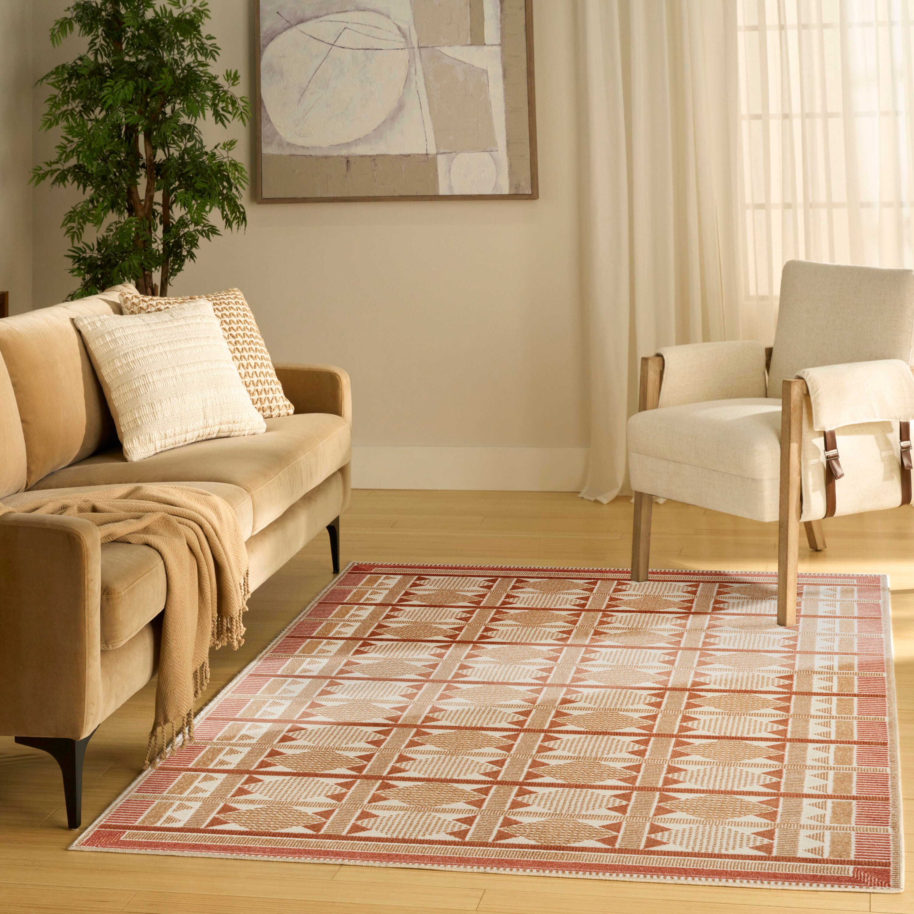 Nourison Home Nordic Diamond 4' x 6' Area Rug, Rust, large