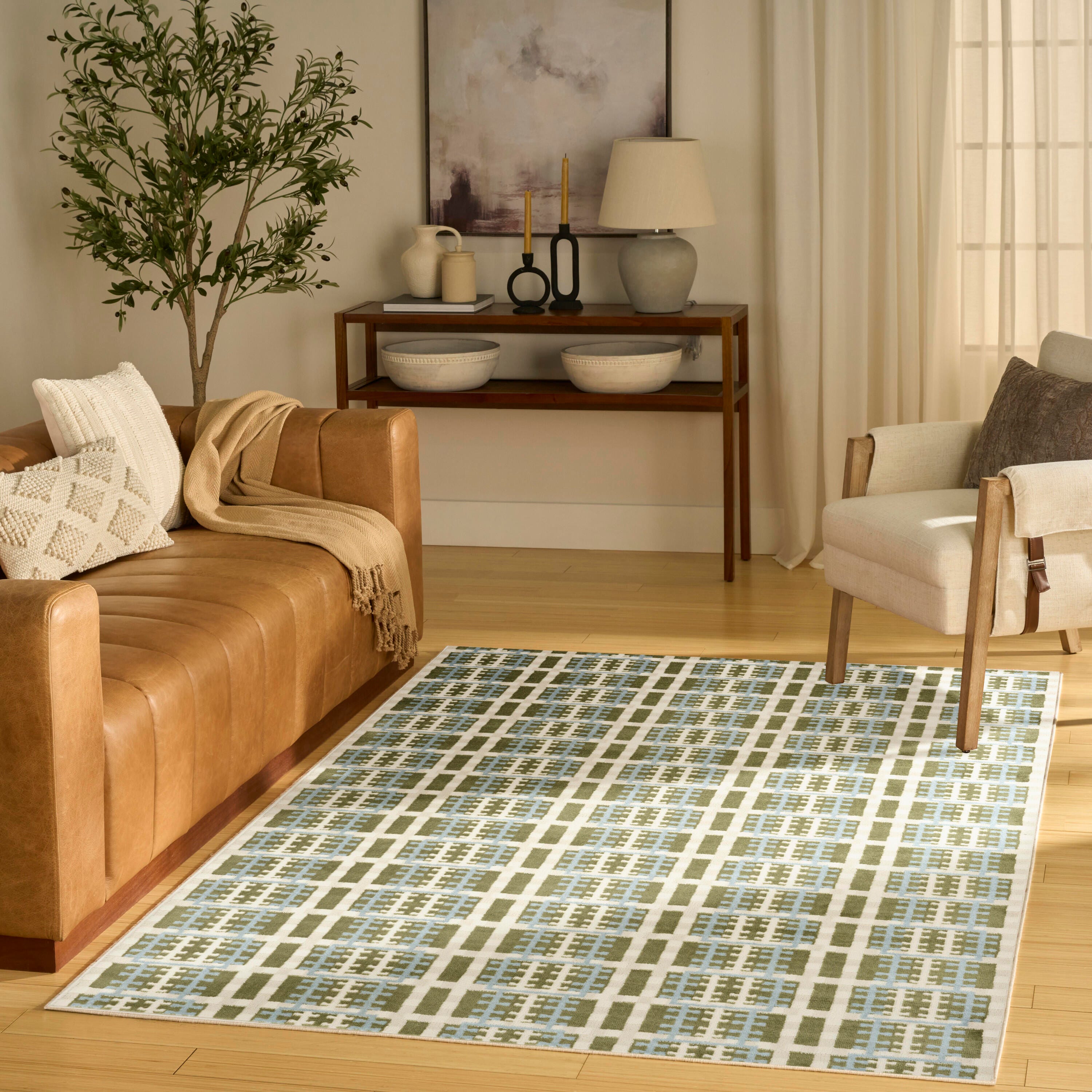 Nourison Home Nordic Abstract 4' x 6' Area Rug, Blue/Green, large