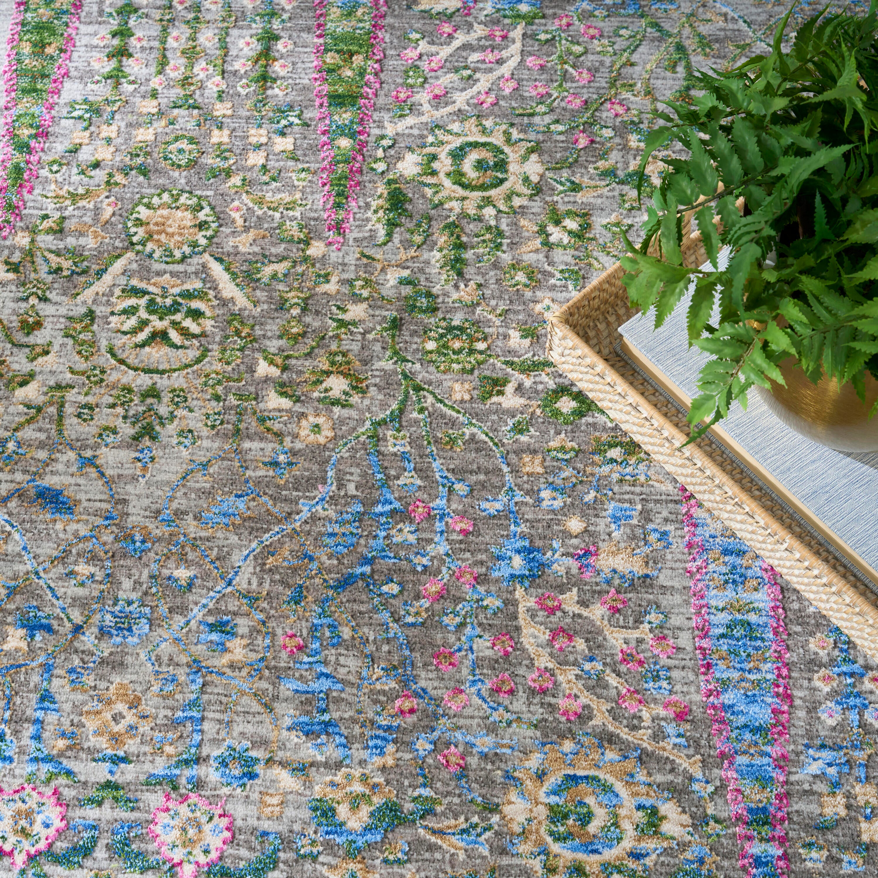 Nourison Home 5' x 8' Botanical Area Rug, Blue/Multi, large