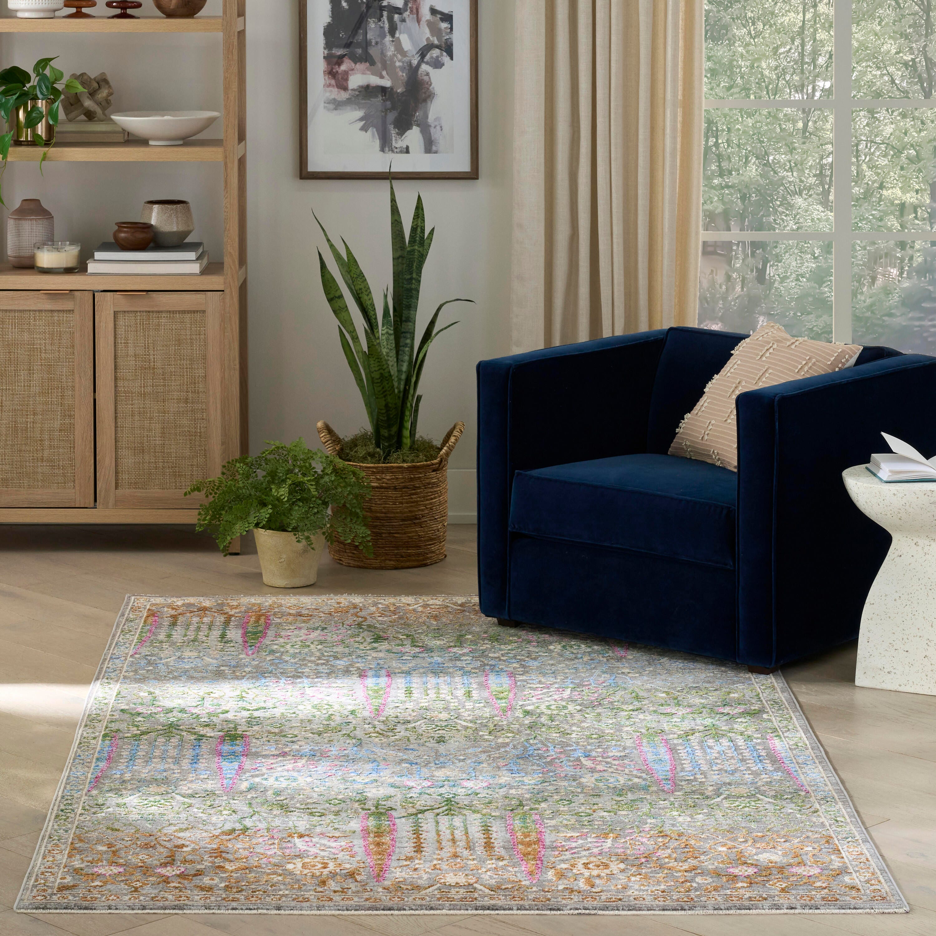 Nourison Home 5' x 8' Botanical Area Rug, Blue/Multi, large