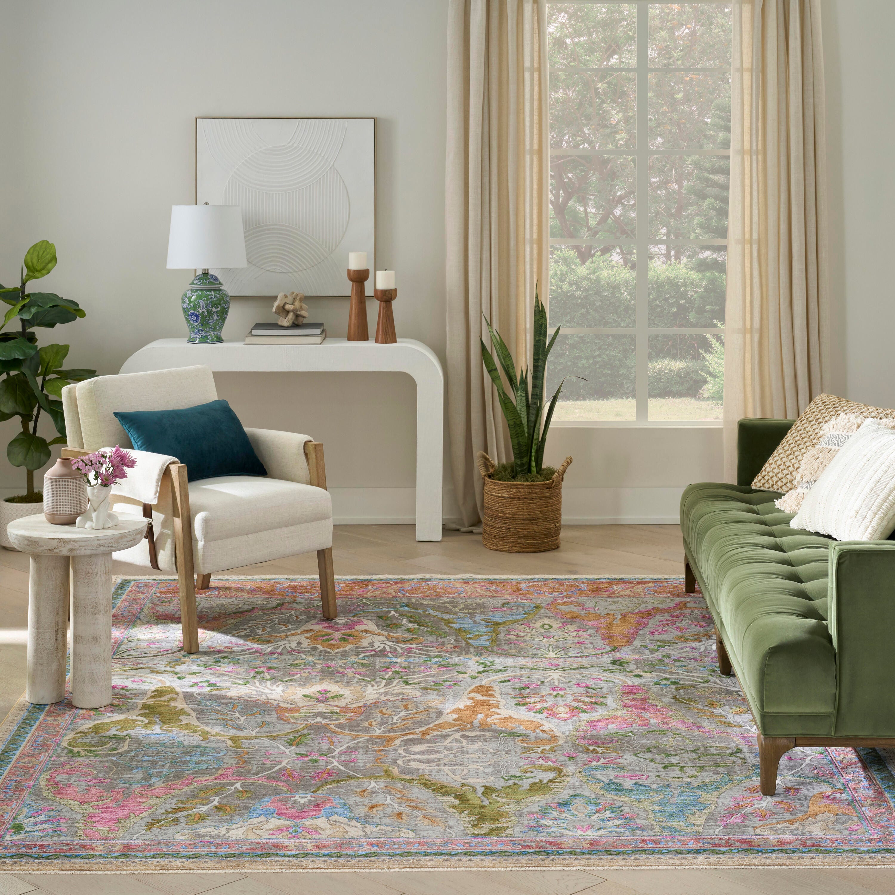Nourison Home 8' x 10' Floral Area Rug, Pink, large