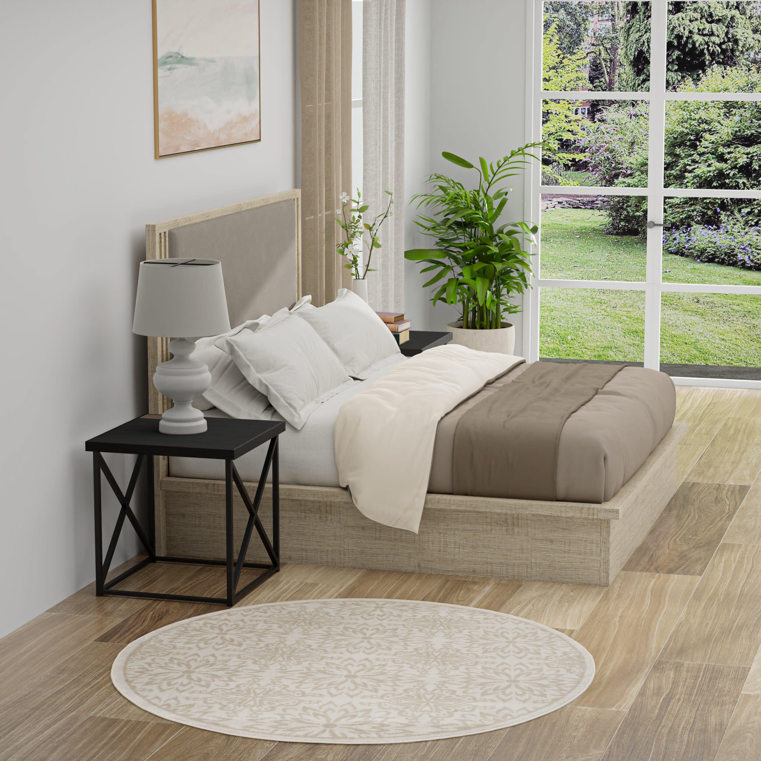 Nourison Home Jubilant 5'  Round Floral Area Rug, Ivory/Beige, rollover