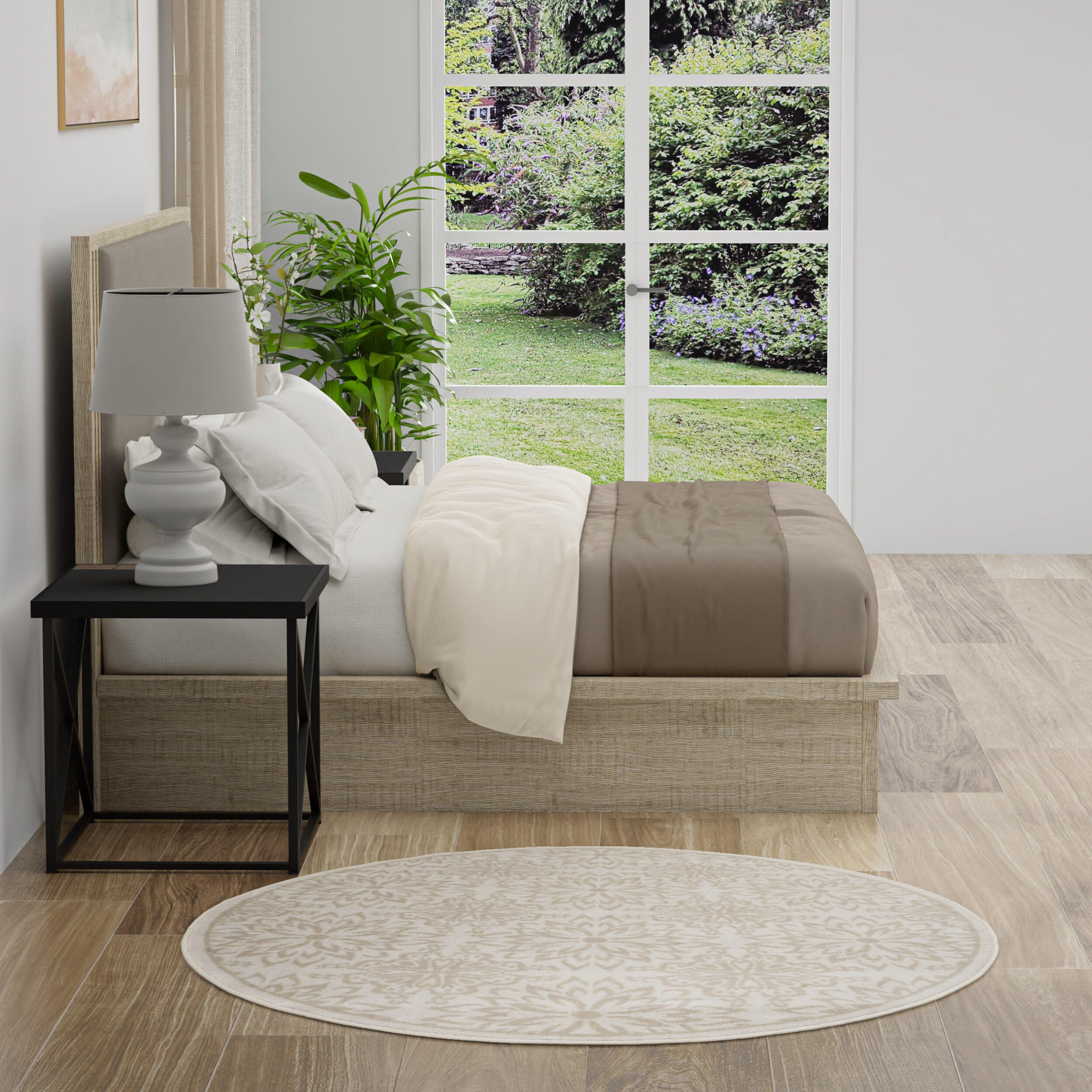 Nourison Home Jubilant 5'  Round Floral Area Rug, Ivory/Beige, large