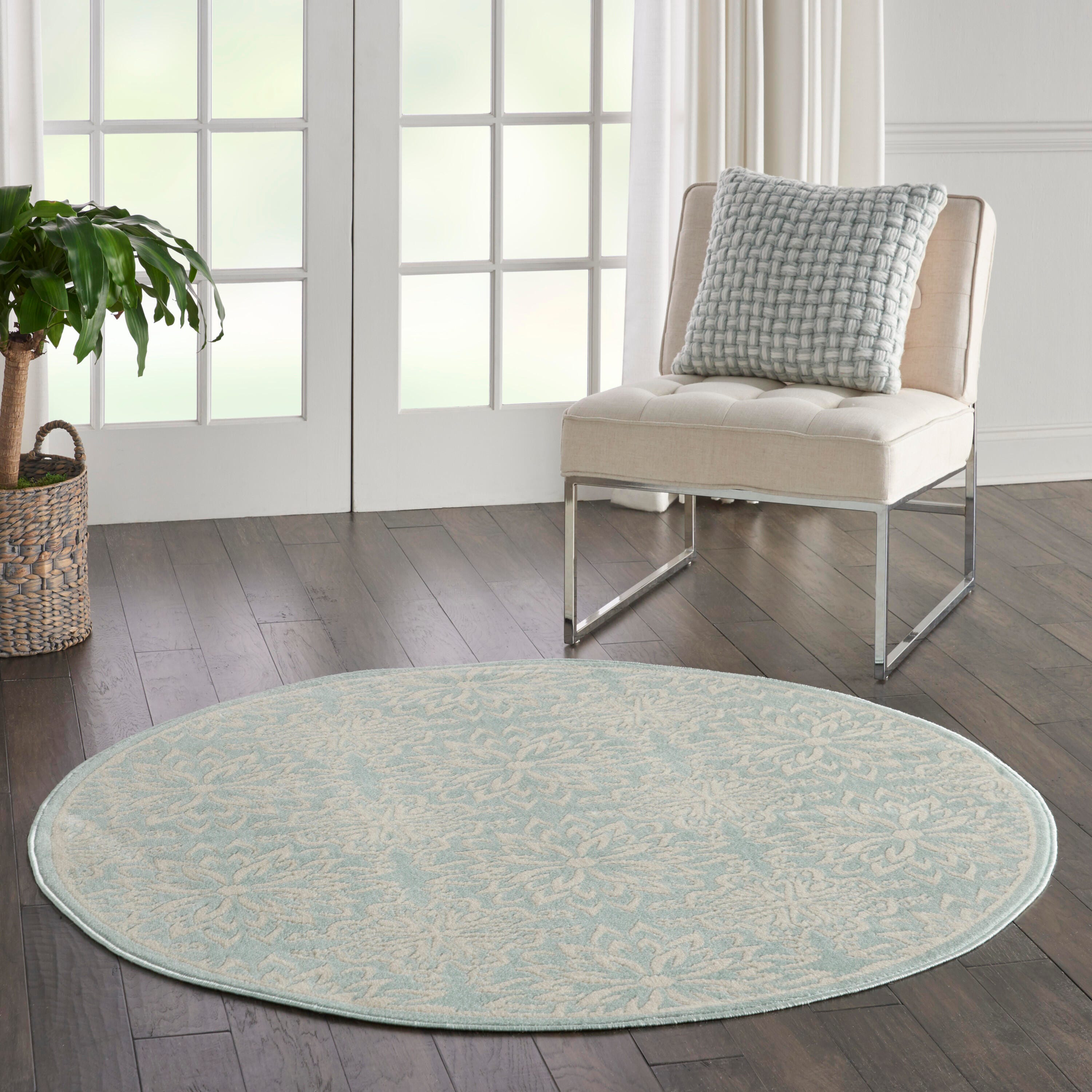 Nourison Home Jubilant 5'  Round Floral Area Rug, Ivory/Green, large