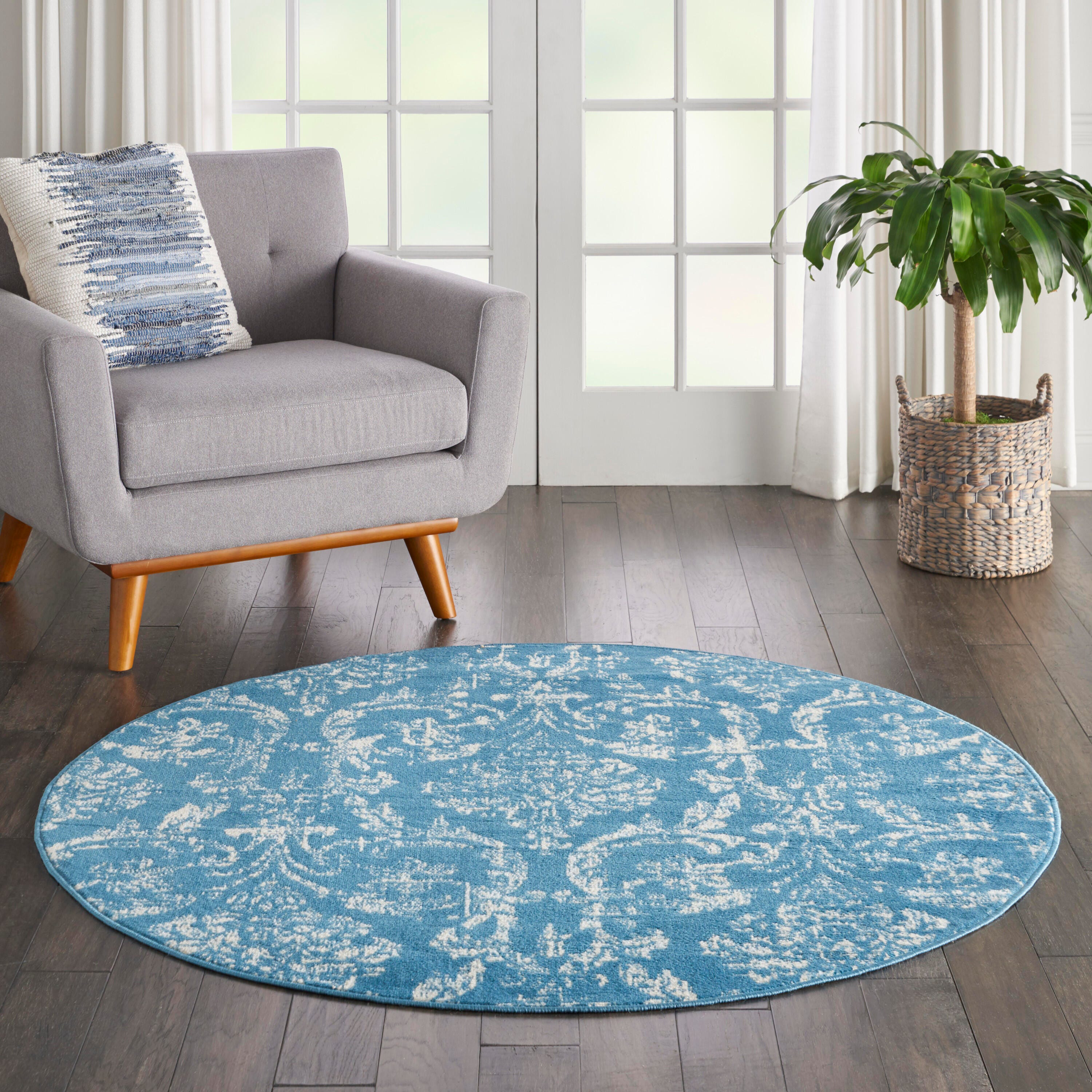 Nourison Home Jubilant 5' Round Area Rug, Blue, large