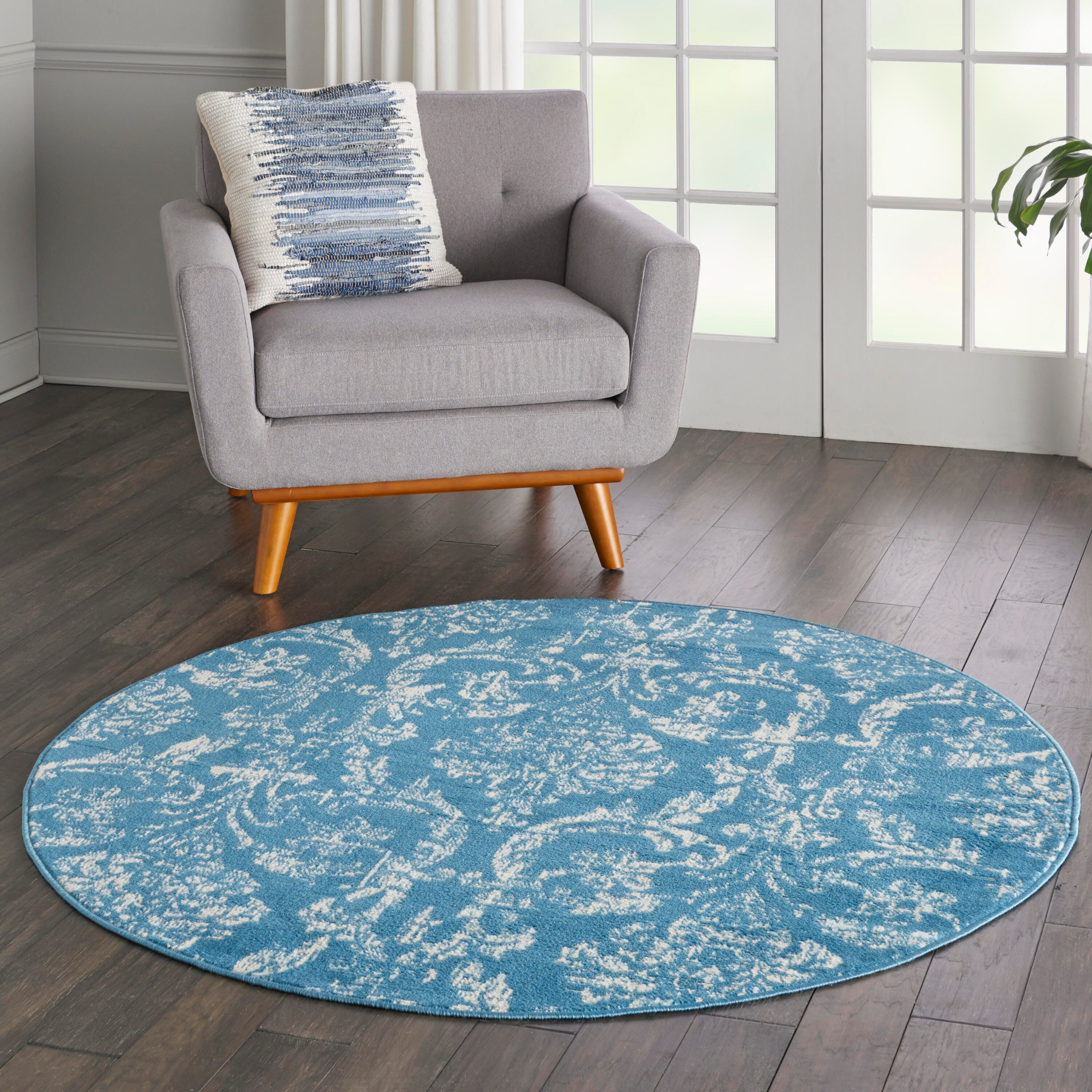 Nourison Home Jubilant 5' Round Area Rug, Blue, large