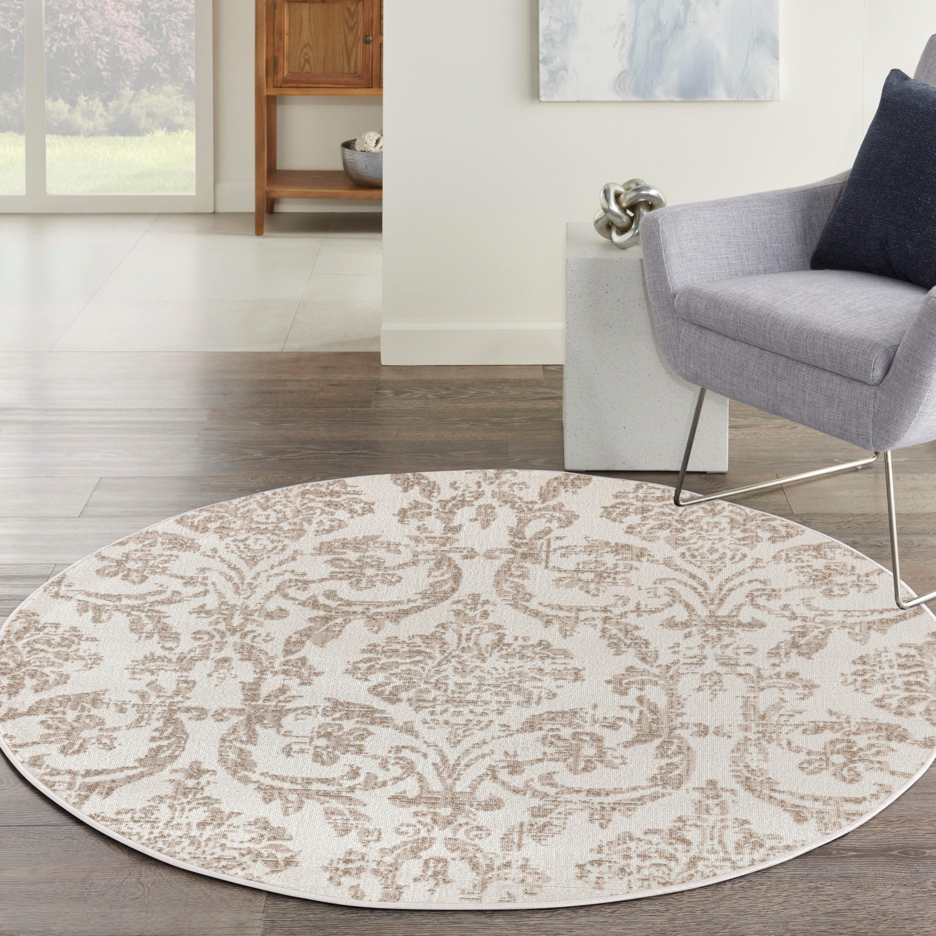 Nourison Home Jubilant 5' Round Area Rug, Ivory/Beige, rollover