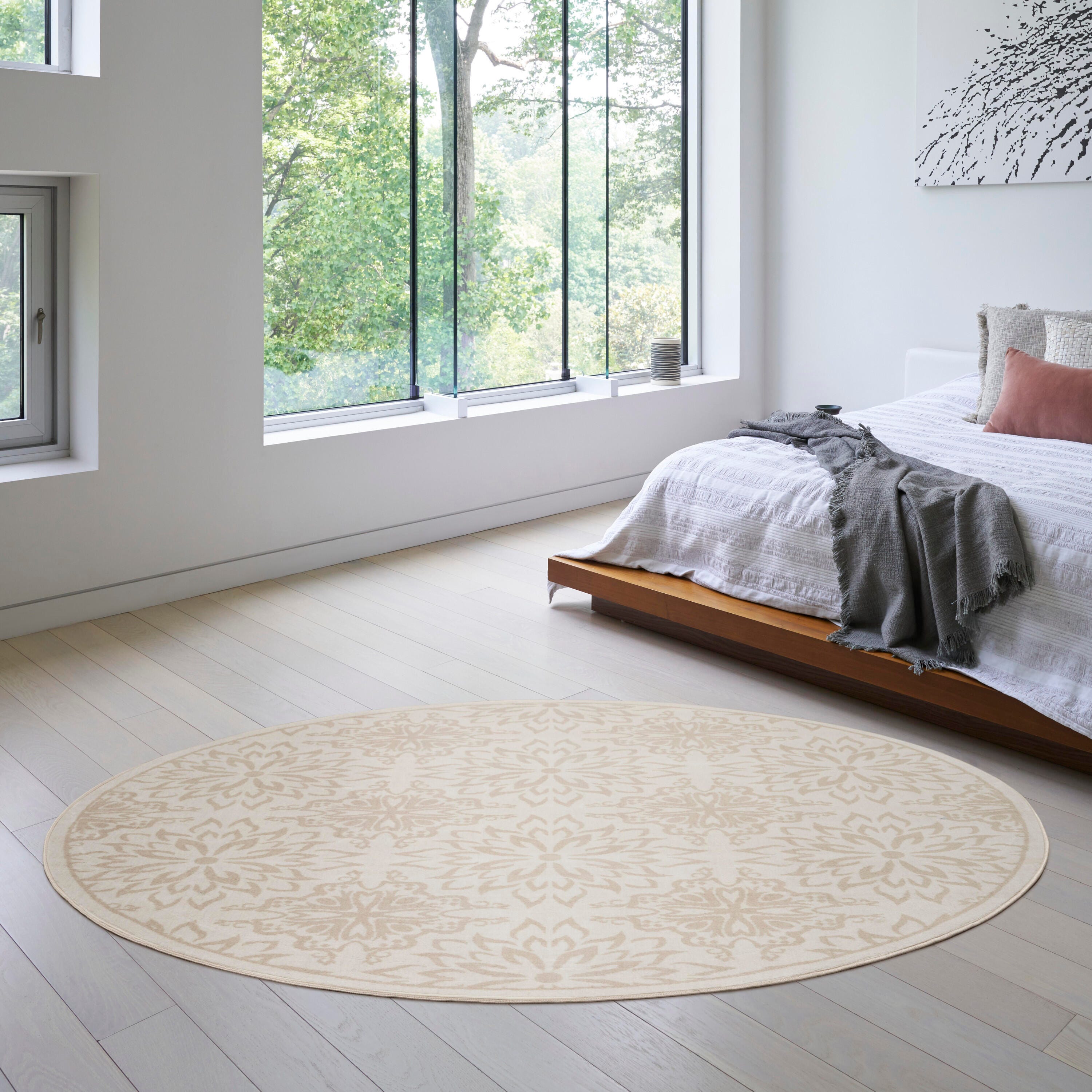 Nourison Home Jubilant 8' Round Floral Area Rug, Ivory/Beige, rollover