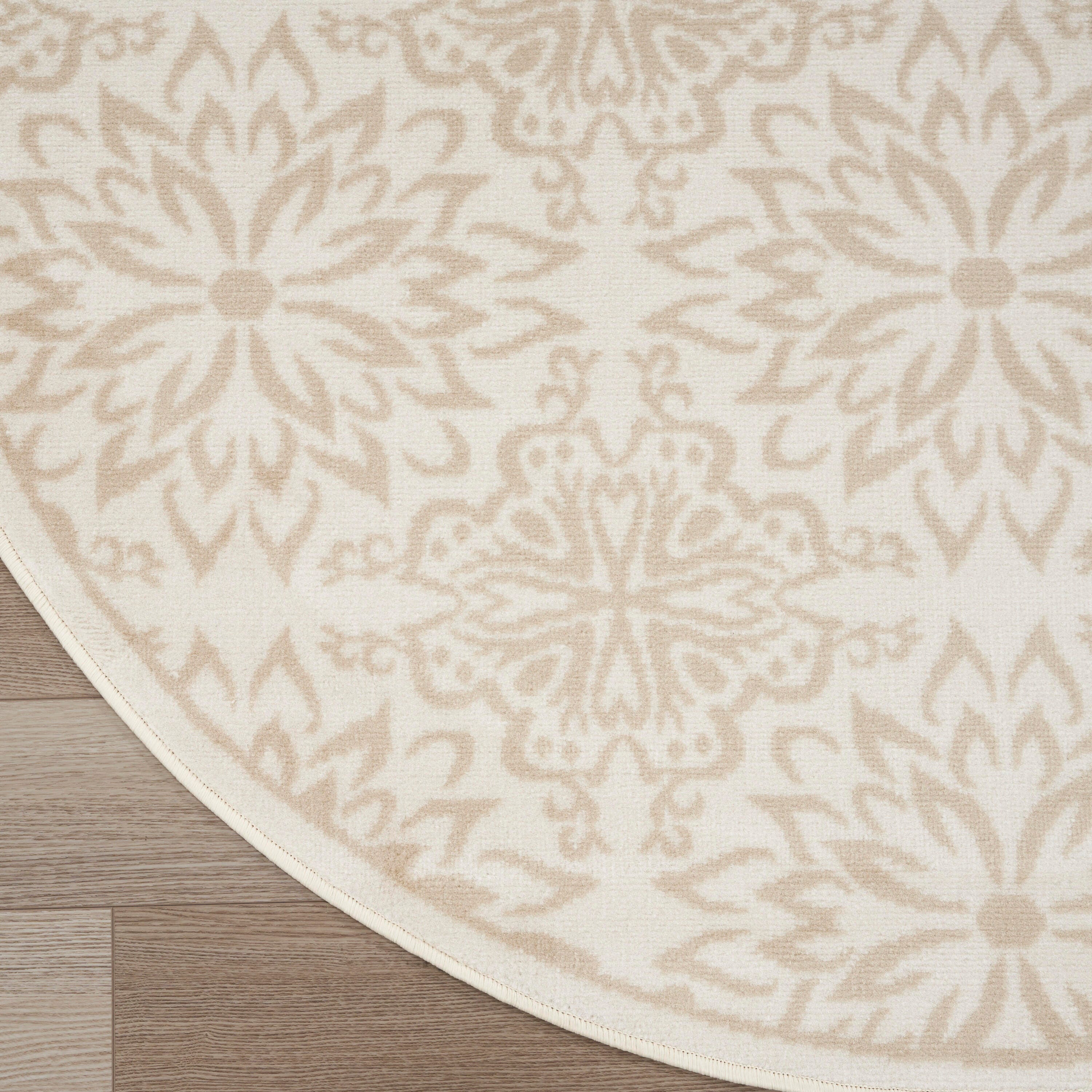 Nourison Home Jubilant 8' Round Floral Area Rug, Ivory/Beige, large