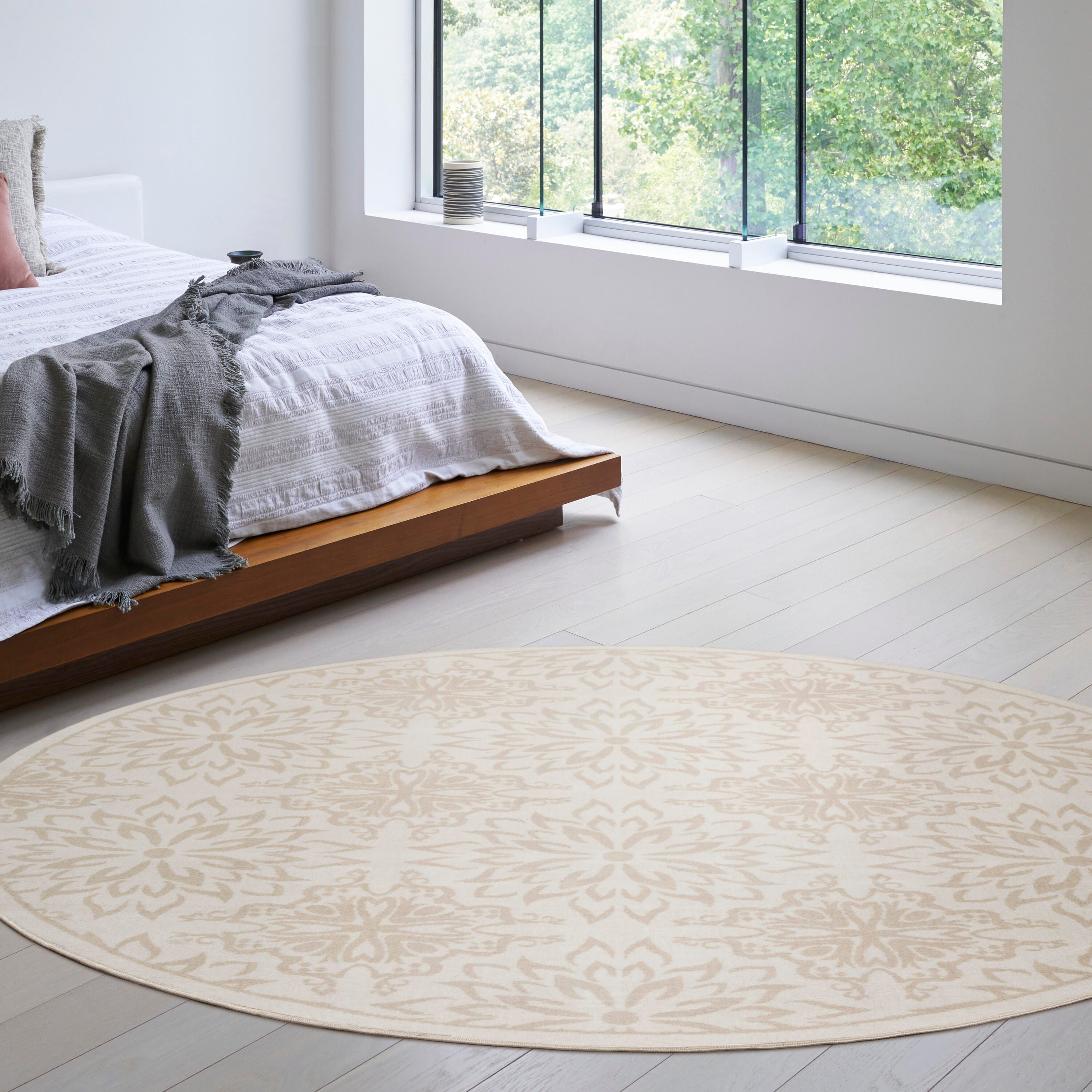 Nourison Home Jubilant 8' Round Floral Area Rug, Ivory/Beige, large