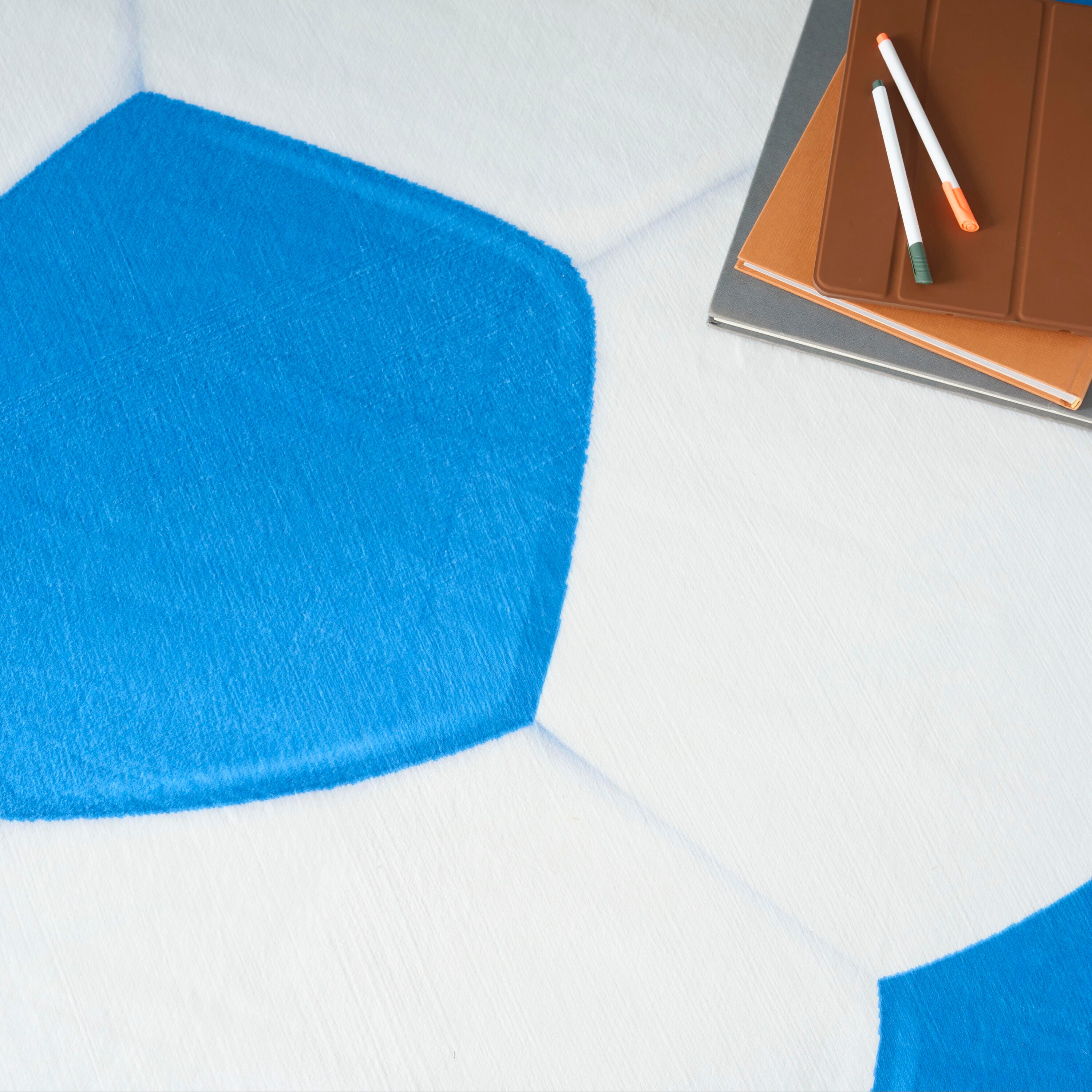 Nourison Home Football 5' Round  Area Rug, Blue, large