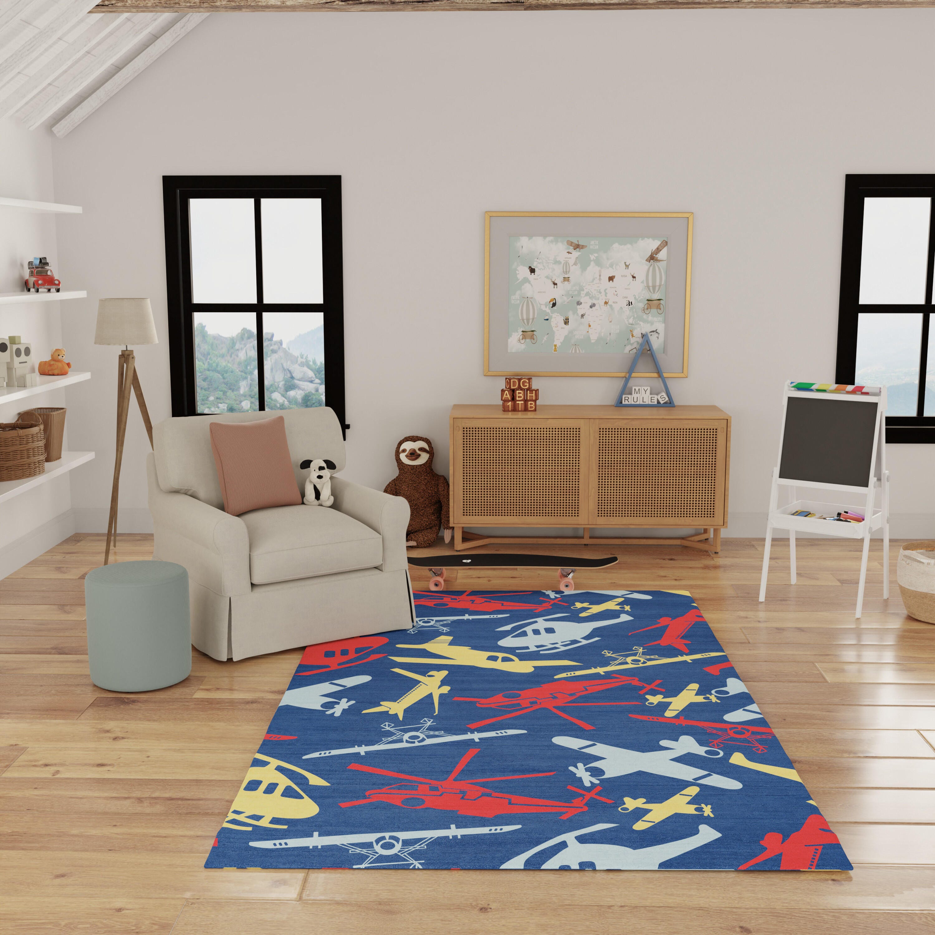 Nourison Home Helicopter 7' x 9'  Area Rug, Navy/Multi, large