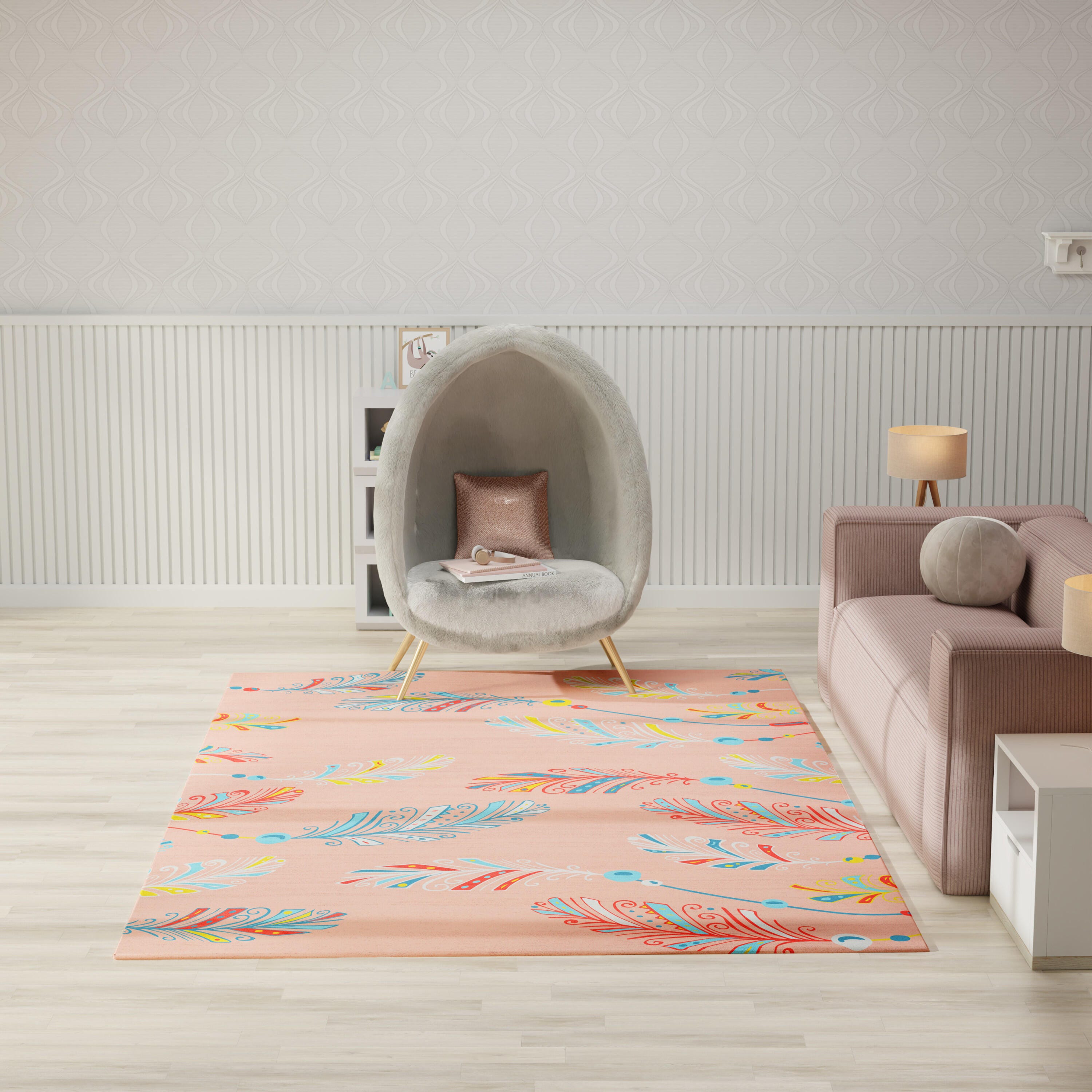 Nourison Home Feathers 7' x 9'  Area Rug, Pink/Multi, large