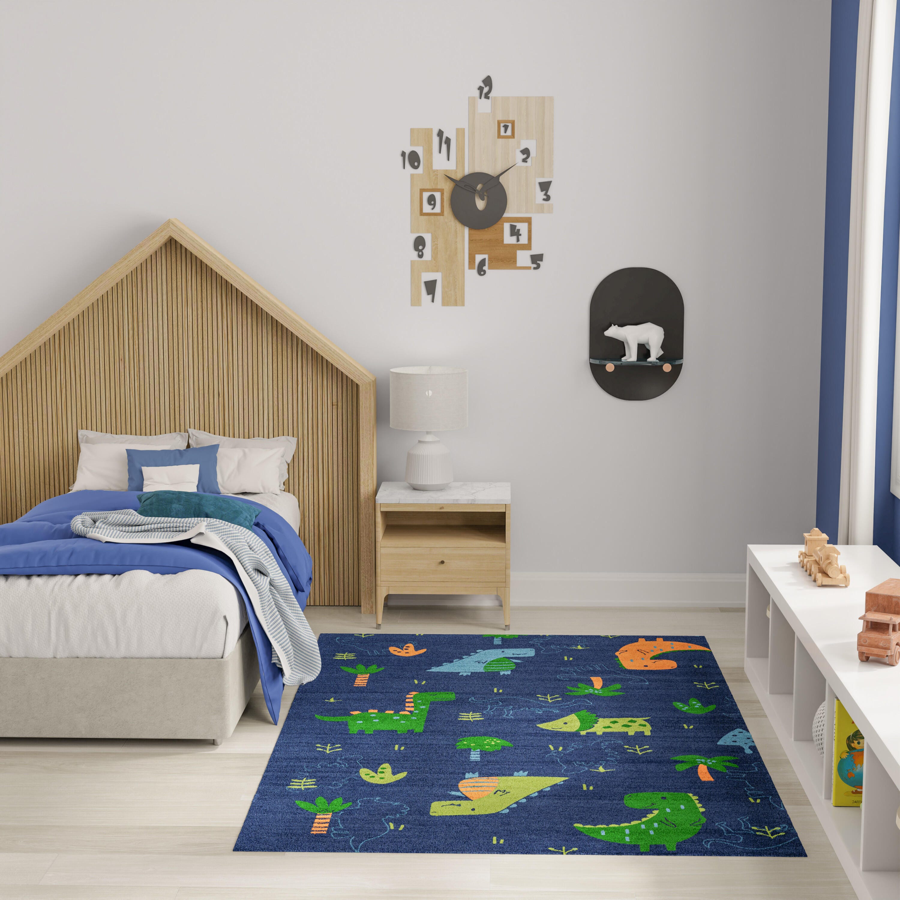 Nourison Home Dinosaurs 4' x 6'  Area Rug, Navy/Multi, large