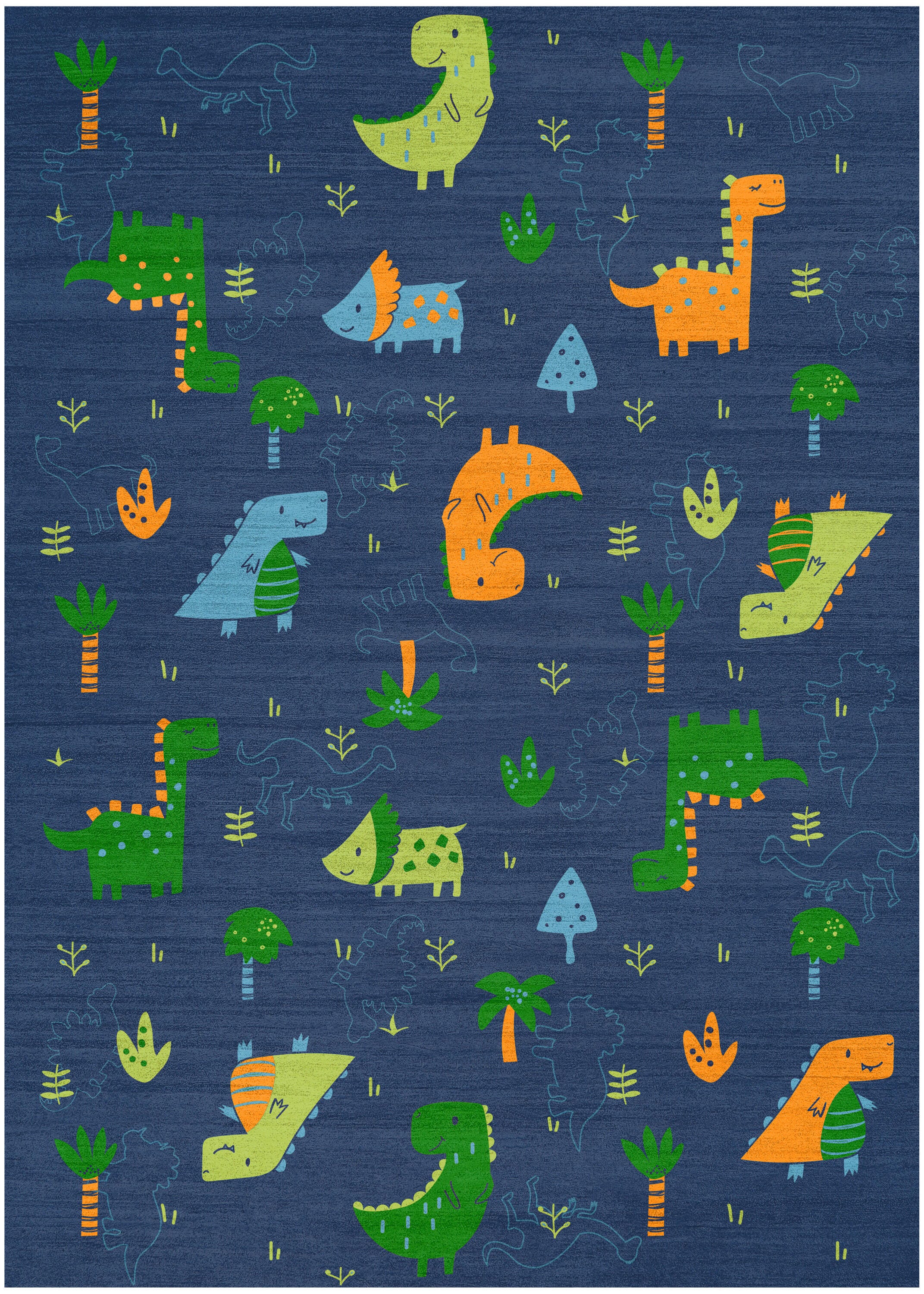 Nourison Home Dinosaurs 5' x 7'  Area Rug, Navy/Multi, large