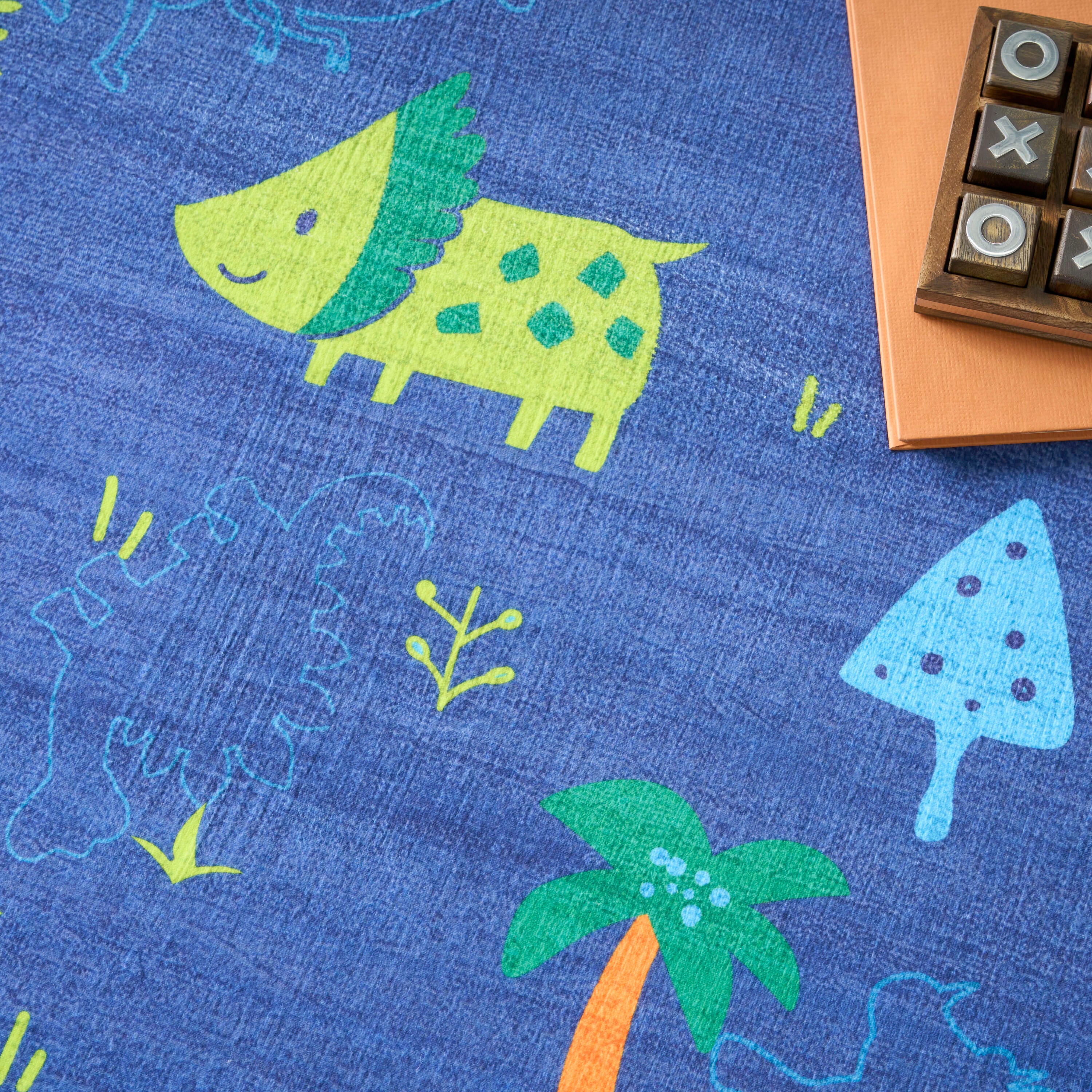 Nourison Home Dinosaurs 5' x 7'  Area Rug, Navy/Multi, large