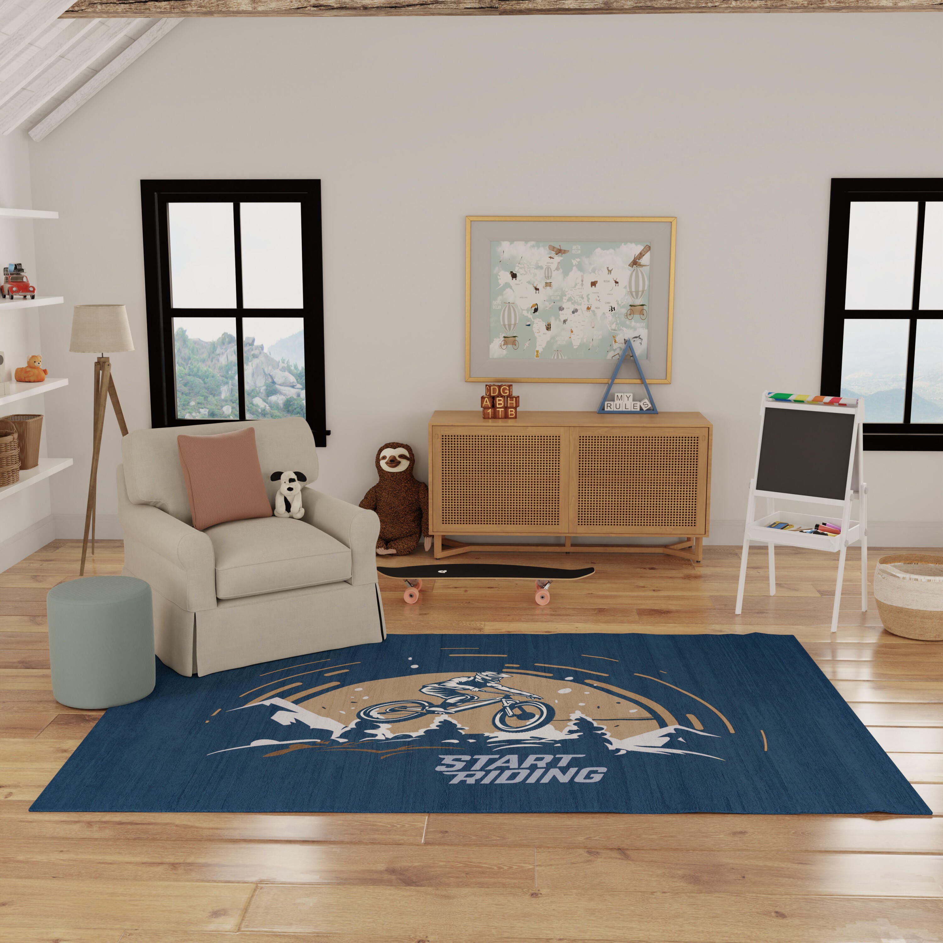 Nourison Home Mountain Biker 7' x 9'  Area Rug, Blue, large