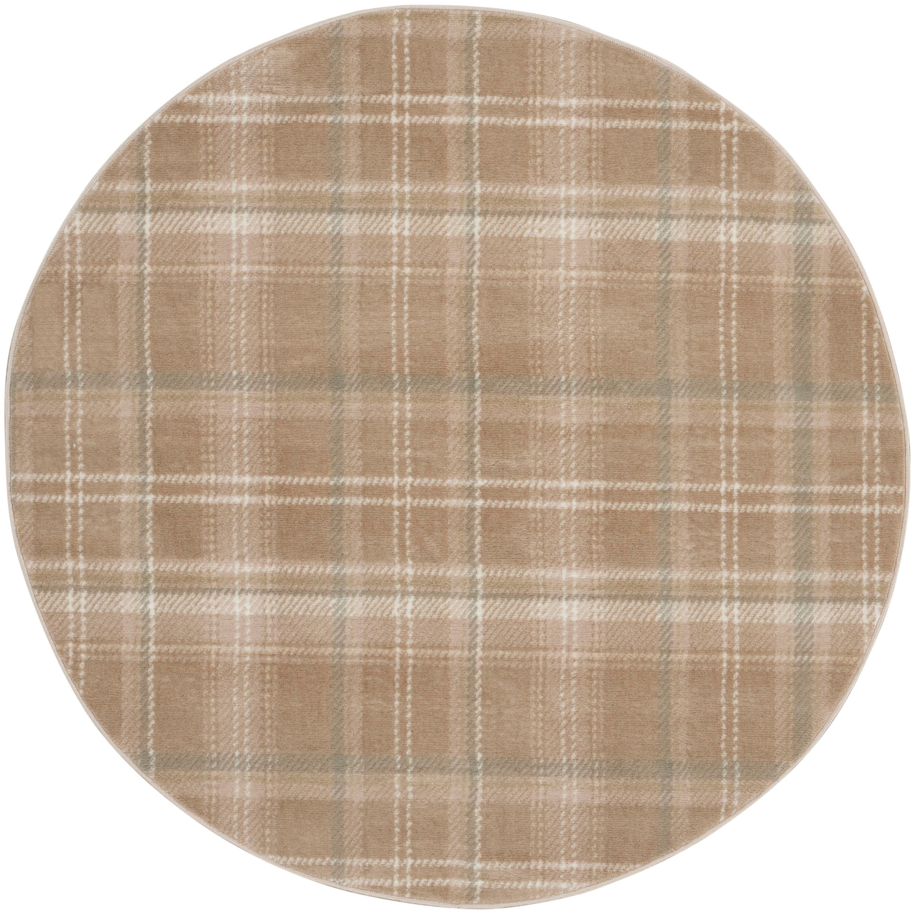 Nourison Home Grafix 4' Round Area Rug, Taupe, large