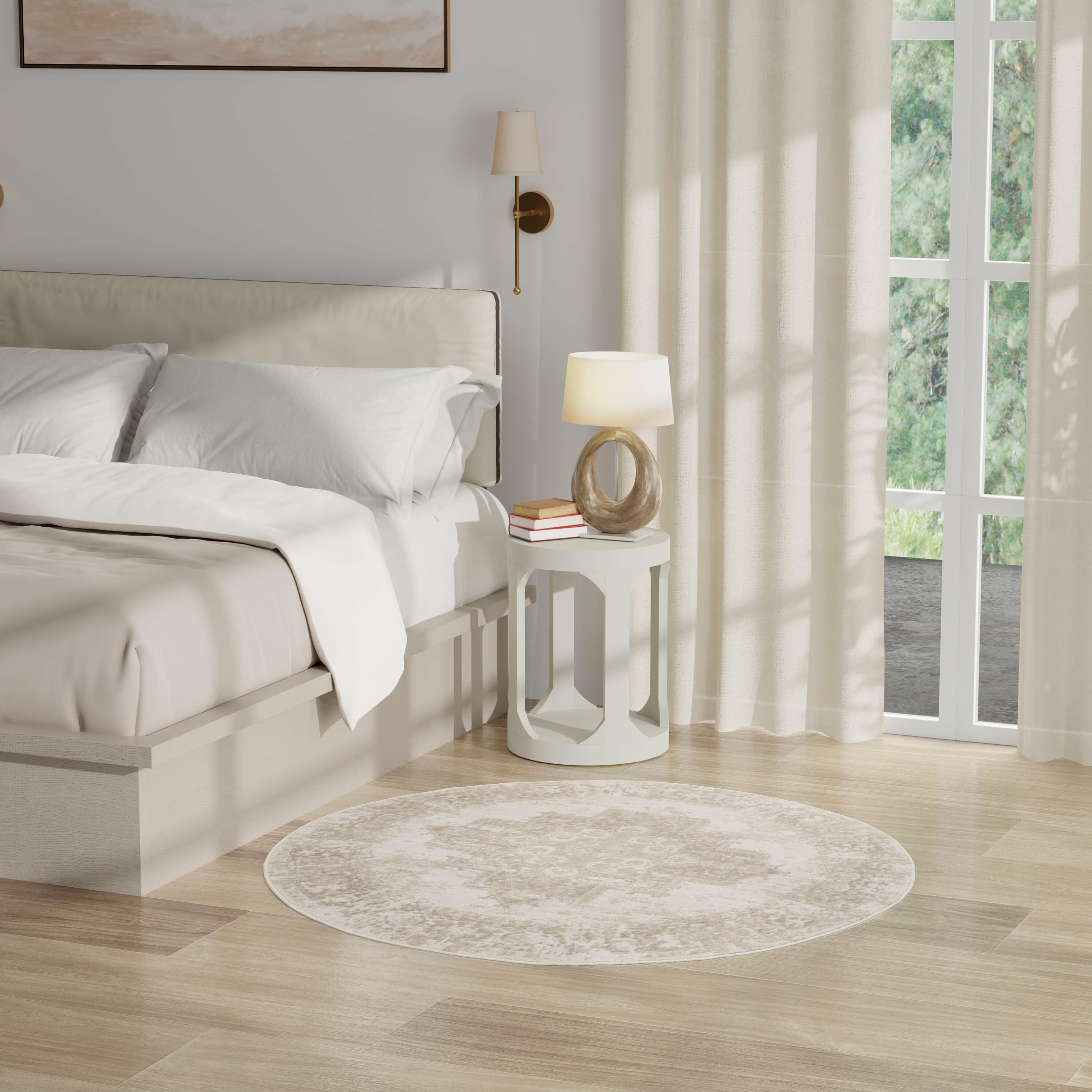 Nourison Home Grafix 4' Round Medallion Area Rug, Ivory/Beige, rollover