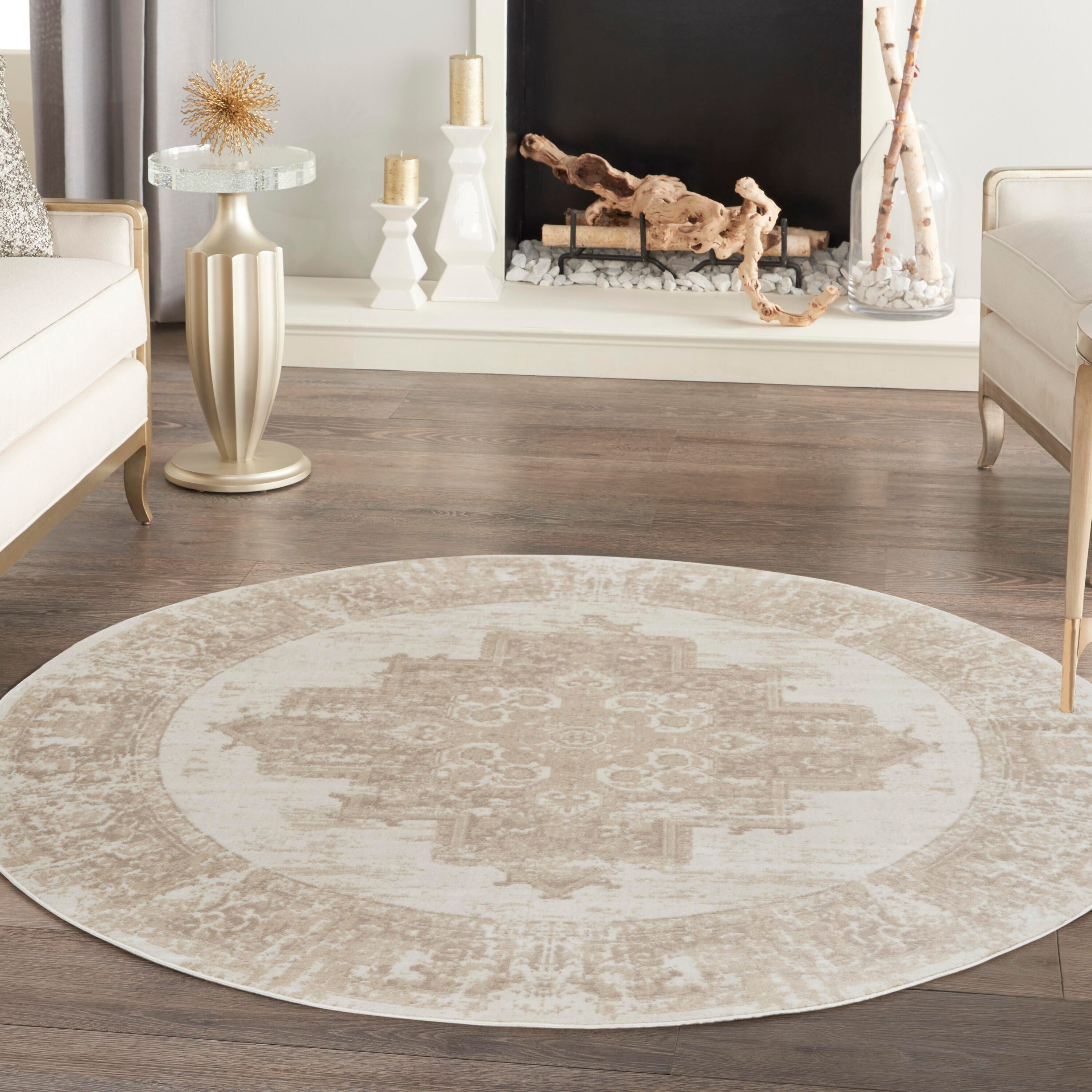Nourison Home Grafix 8' Round Medallion Area Rug, Ivory/Beige, rollover