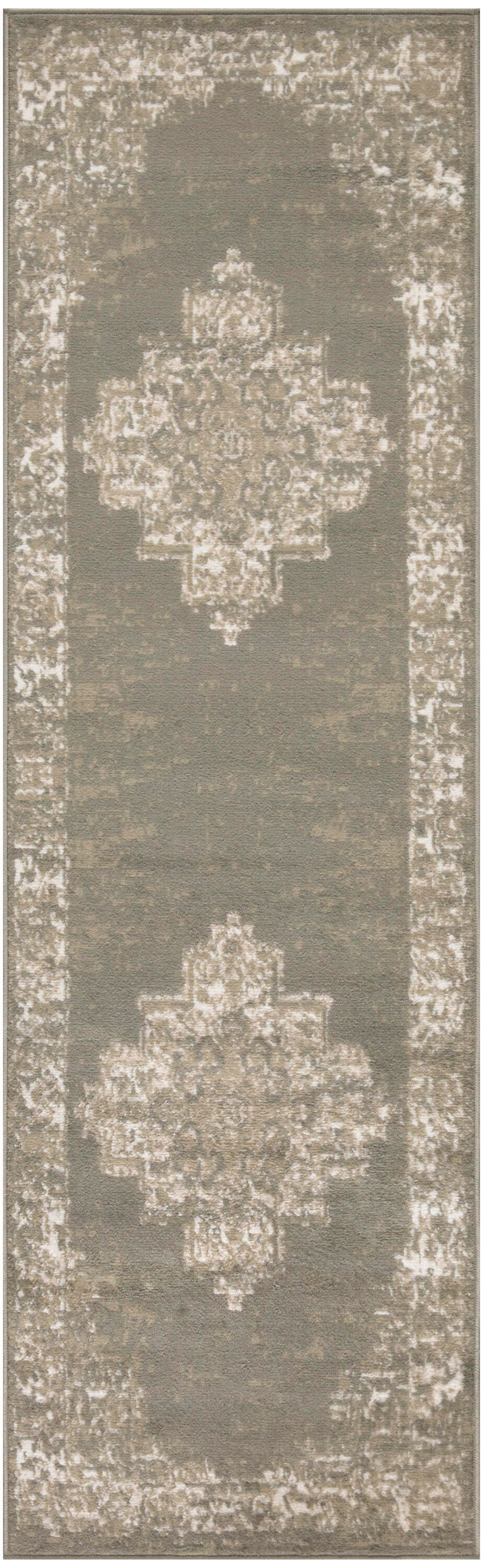 Nourison Home Grafix 2'3" x 7'6" Medallion Runner Rug, Olive, large