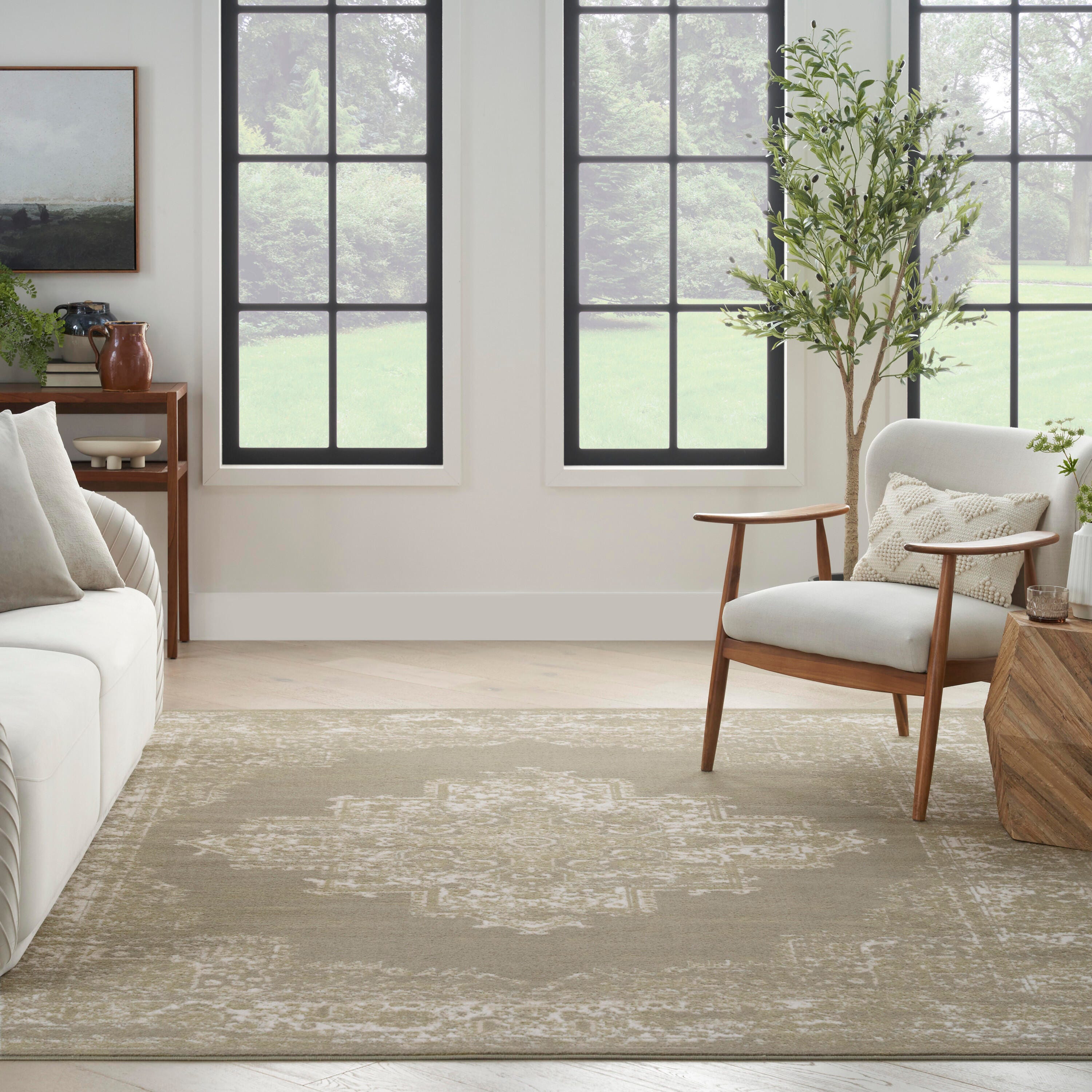 Nourison Home Grafix 5'3" x 7'3" Medallion Area Rug, Olive, large