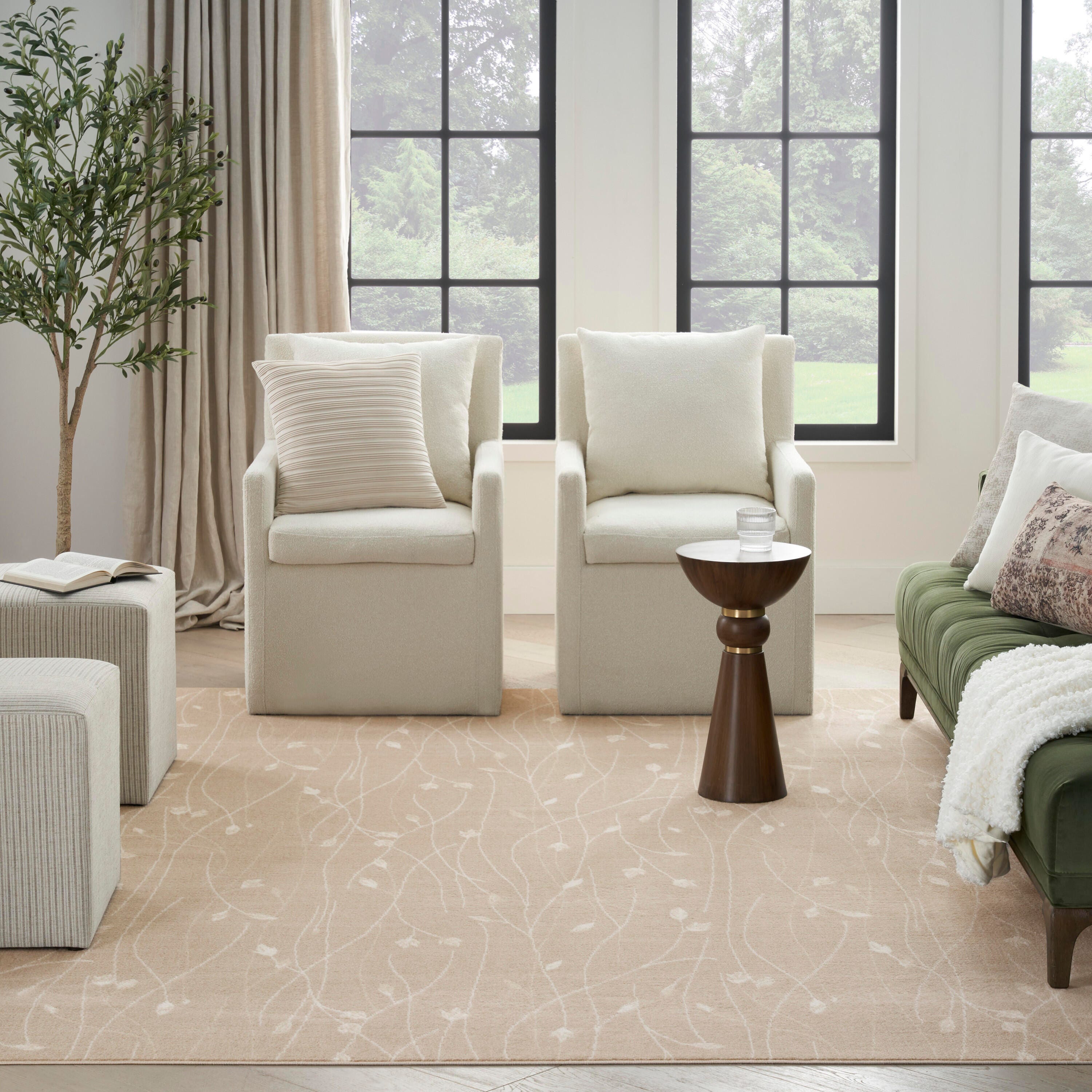 Nourison Home Grafix 9' x 12' Floral Area Rug, Beige, large