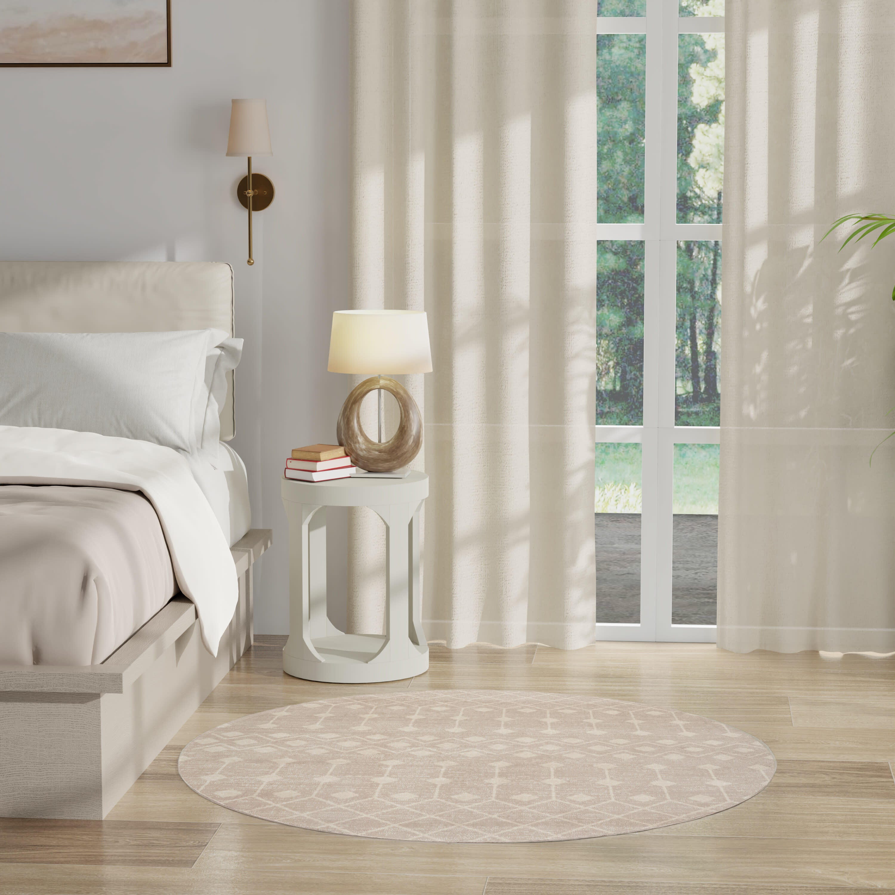 Nourison Home Grafix 5'3" Round Geometric Area Rug, Beige, large