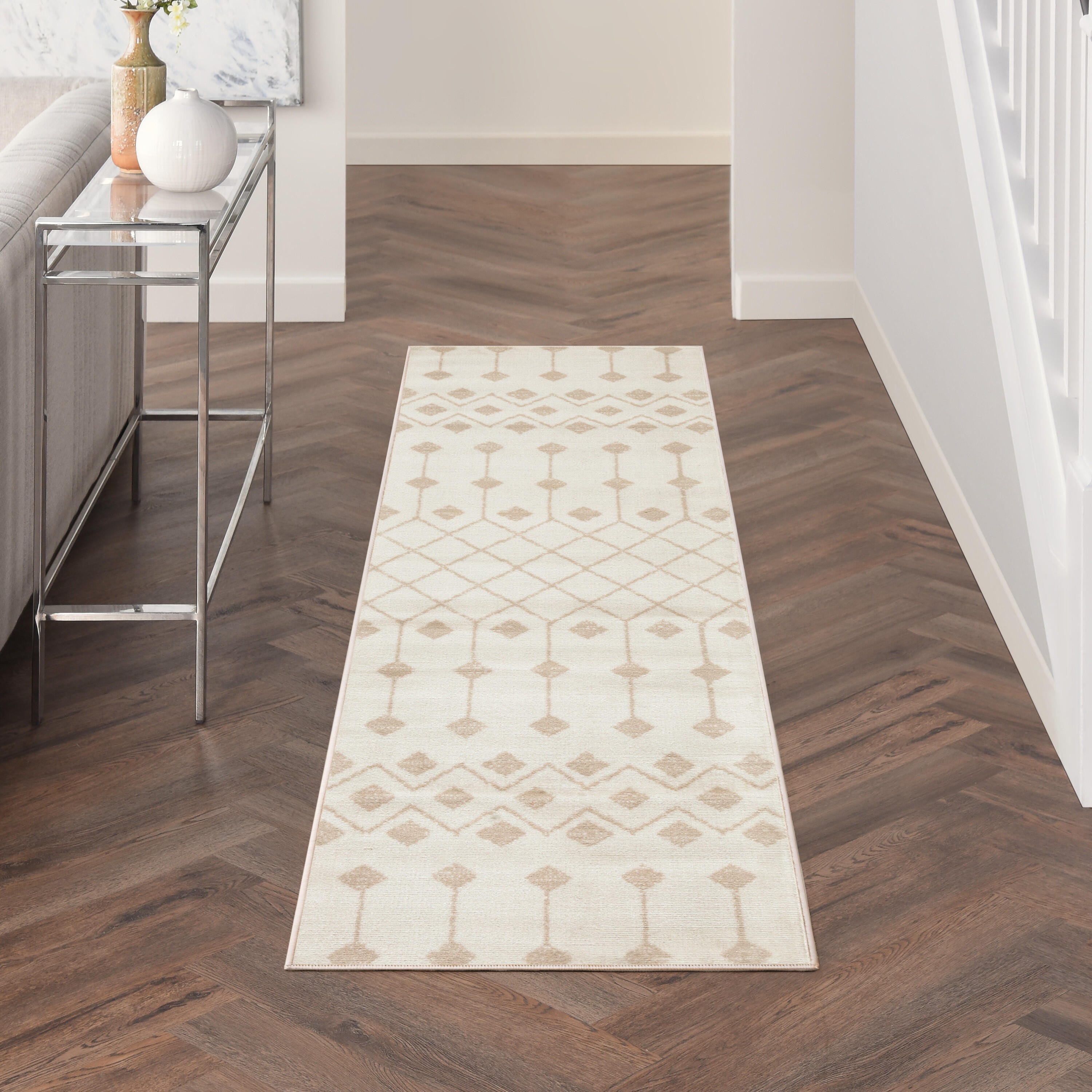 Nourison Home Grafix 2' x 6' Geometric Runner Rug, Ivory/Beige, rollover
