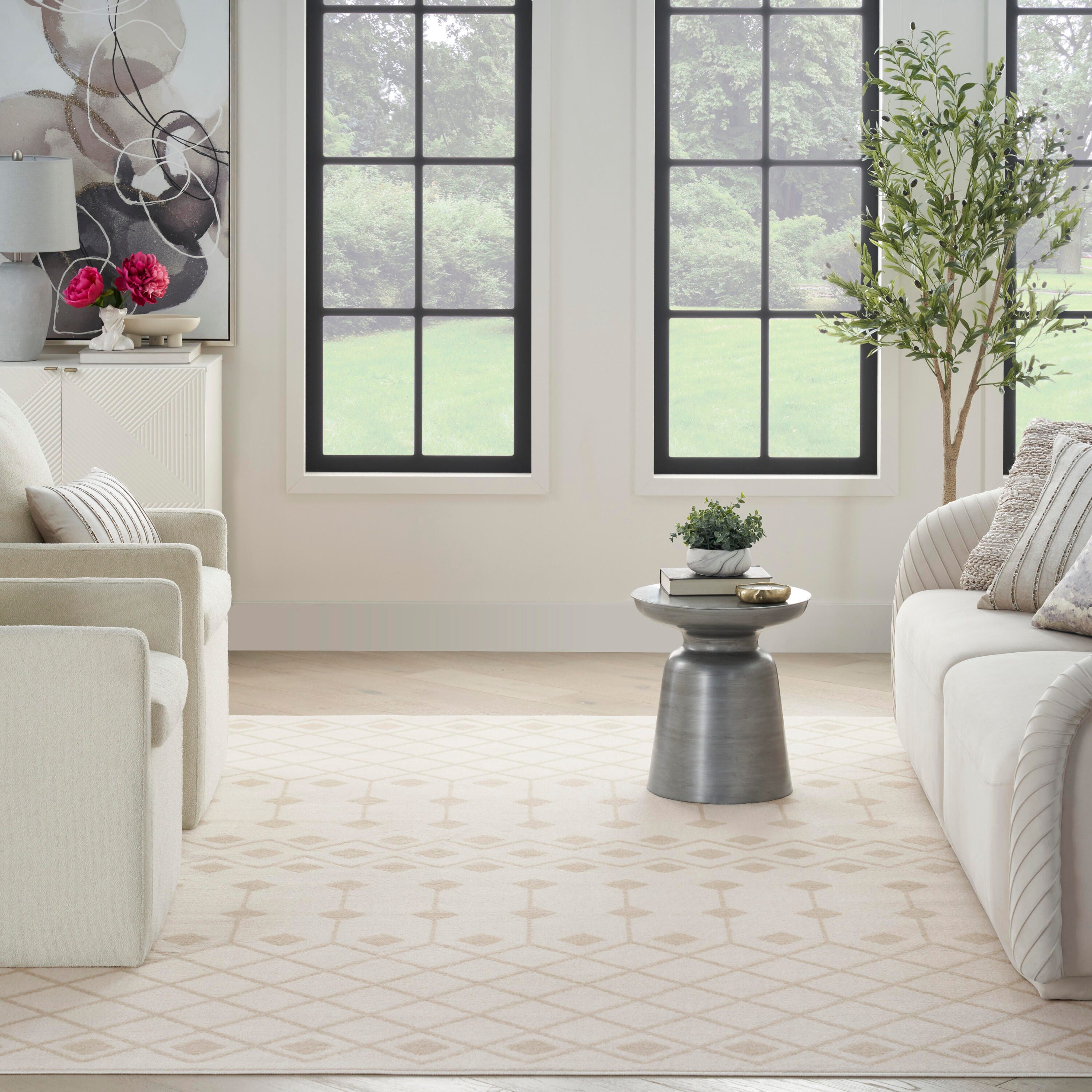 Nourison Home Grafix 5'3" x 7'3" Geometric Area Rug, Ivory/Beige, large
