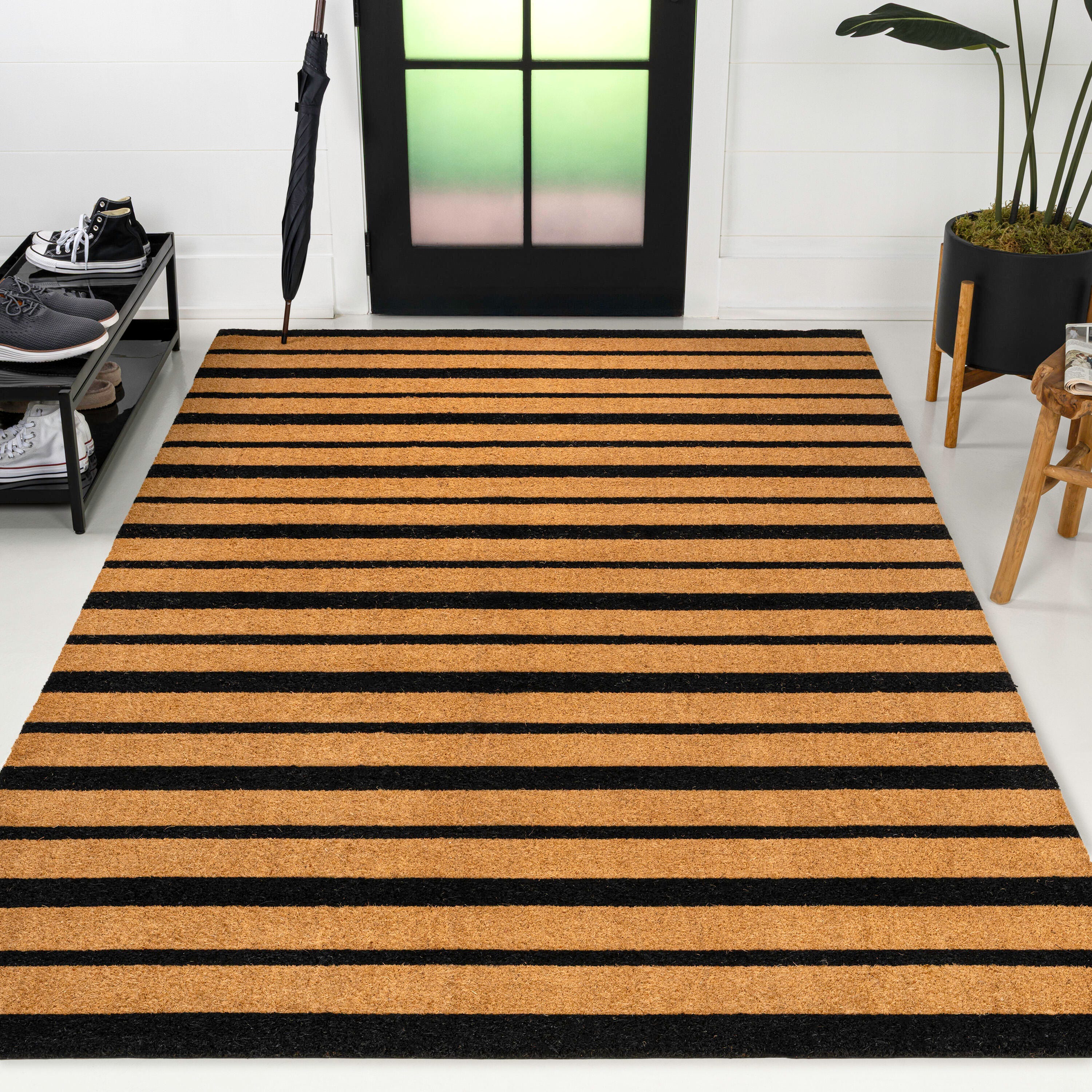 JONATHAN Y Hadley 4' x 6' Area Rug, Natural/Black, rollover