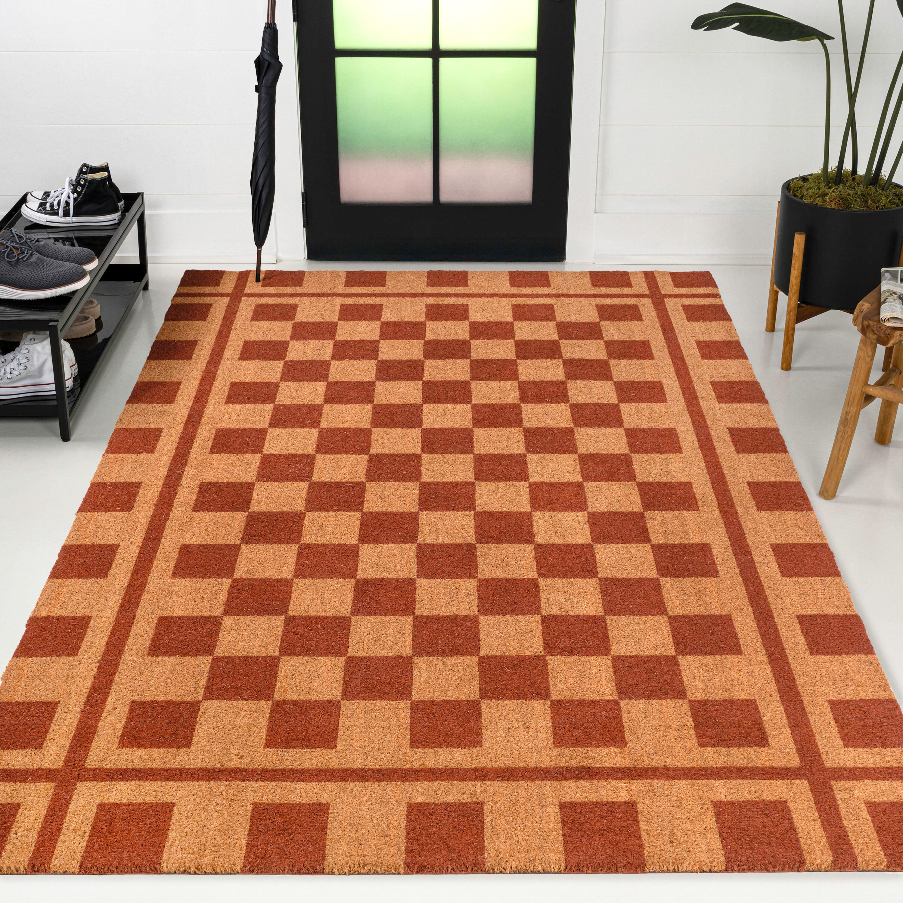 JONATHAN Y Harper 4' x 6' Area Rug, Natural/Red, rollover