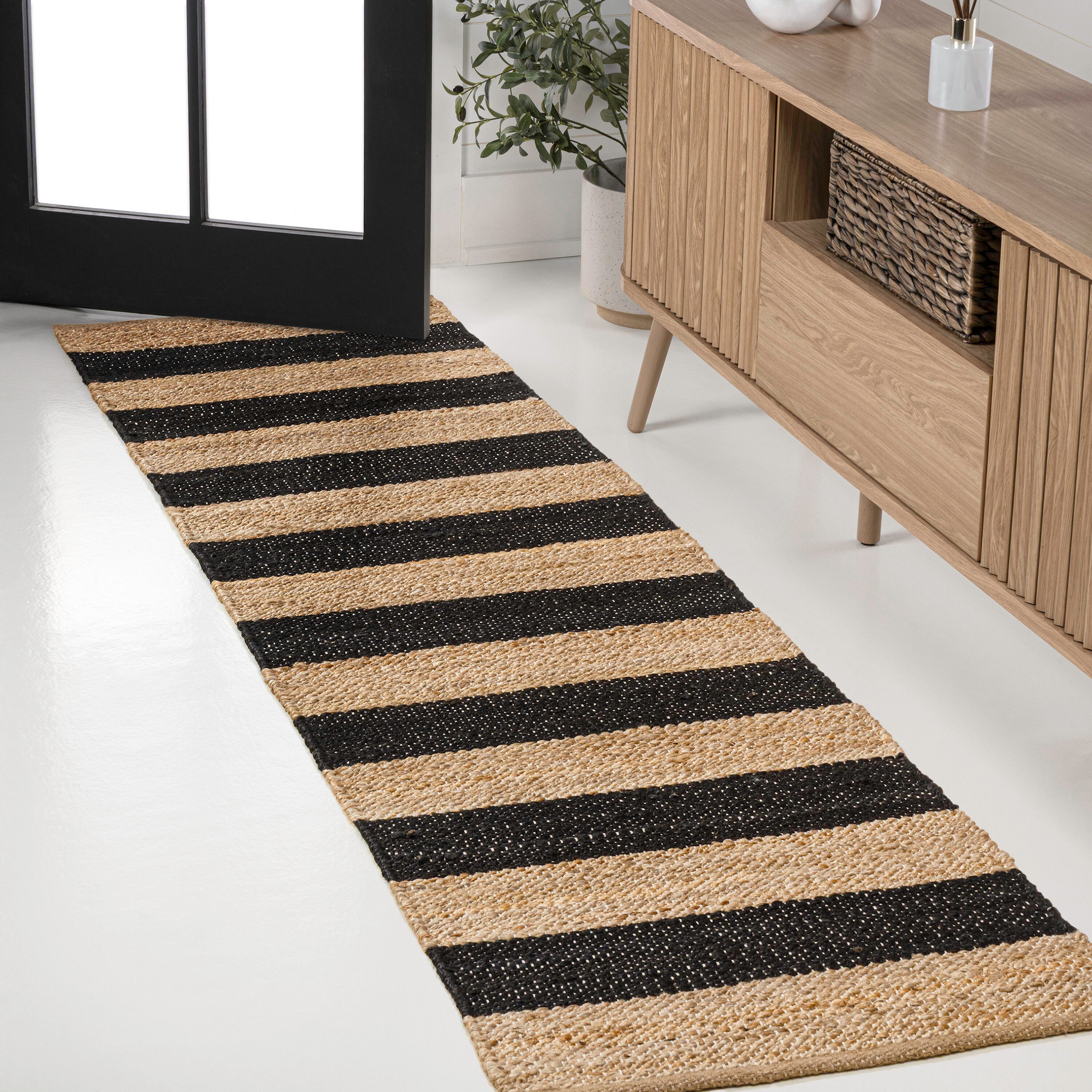 JONATHAN Y Jayden 2' x 10' Area Rug, Natural/Black, large